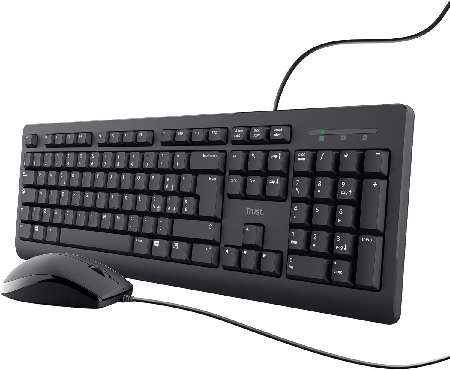 Detalle de Trust Taro Set Tastiera e Mouse USB Cablati con Layout Italiano QWERTY