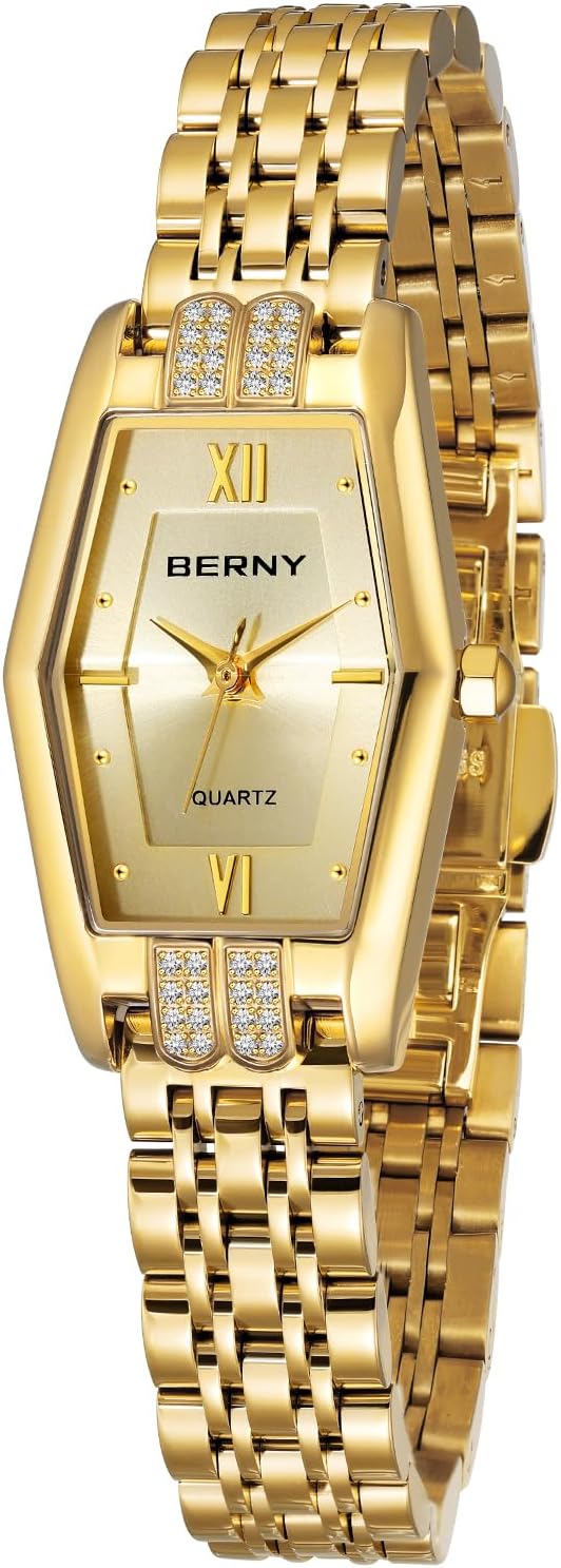 Detalle de BERNY Gold Uhr Hexagon Damen Analoguhr