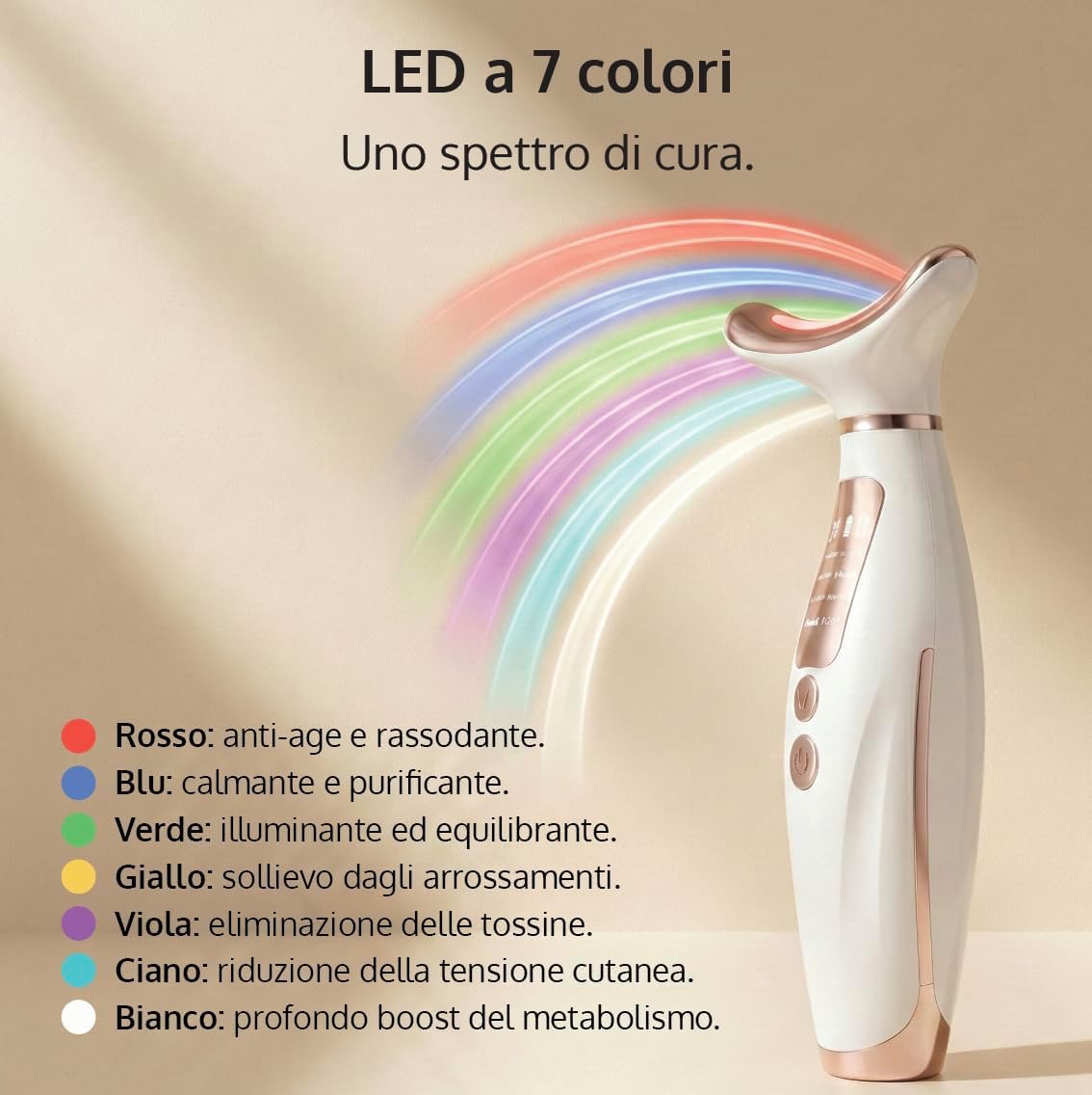 Detalle de Massaggiatore Viso Angelite con LED, calore e vibrazione per lifting e rassodare