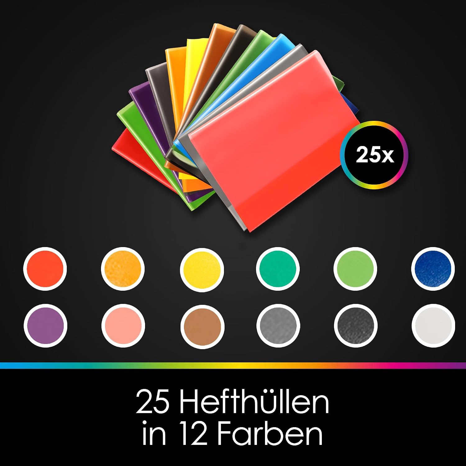 Detalle de OfficeTree 25x Hefthüllen A4 bunt – 25 Stück, 12 Farben, wasserabweisend