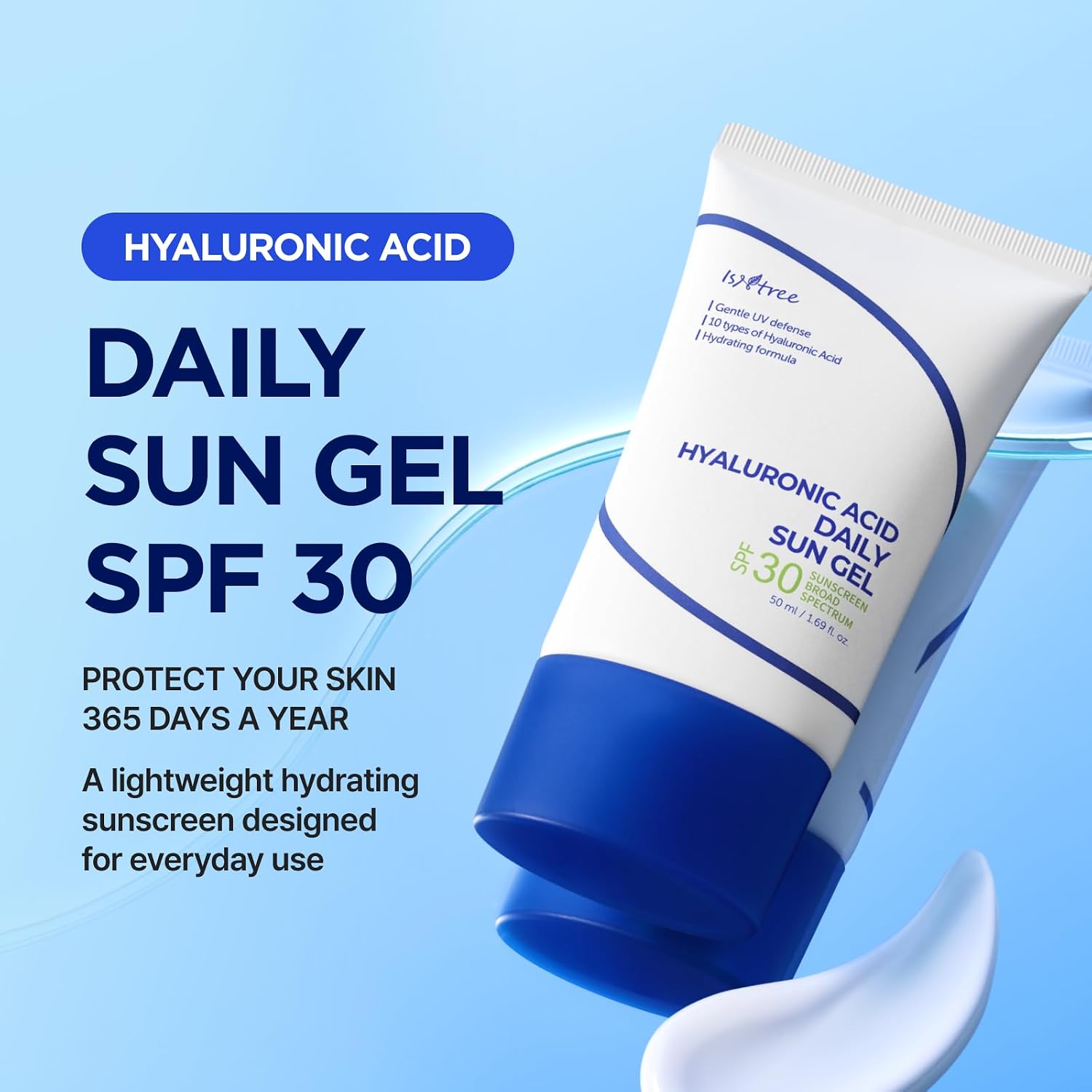 Thumbnail 1 de ISNTREE Hyaluronic Acid Daily Sun Gel SPF 30 — Lightweight, Hydrating Korean Sunscreen with 10 Types of Hyaluronic Acid