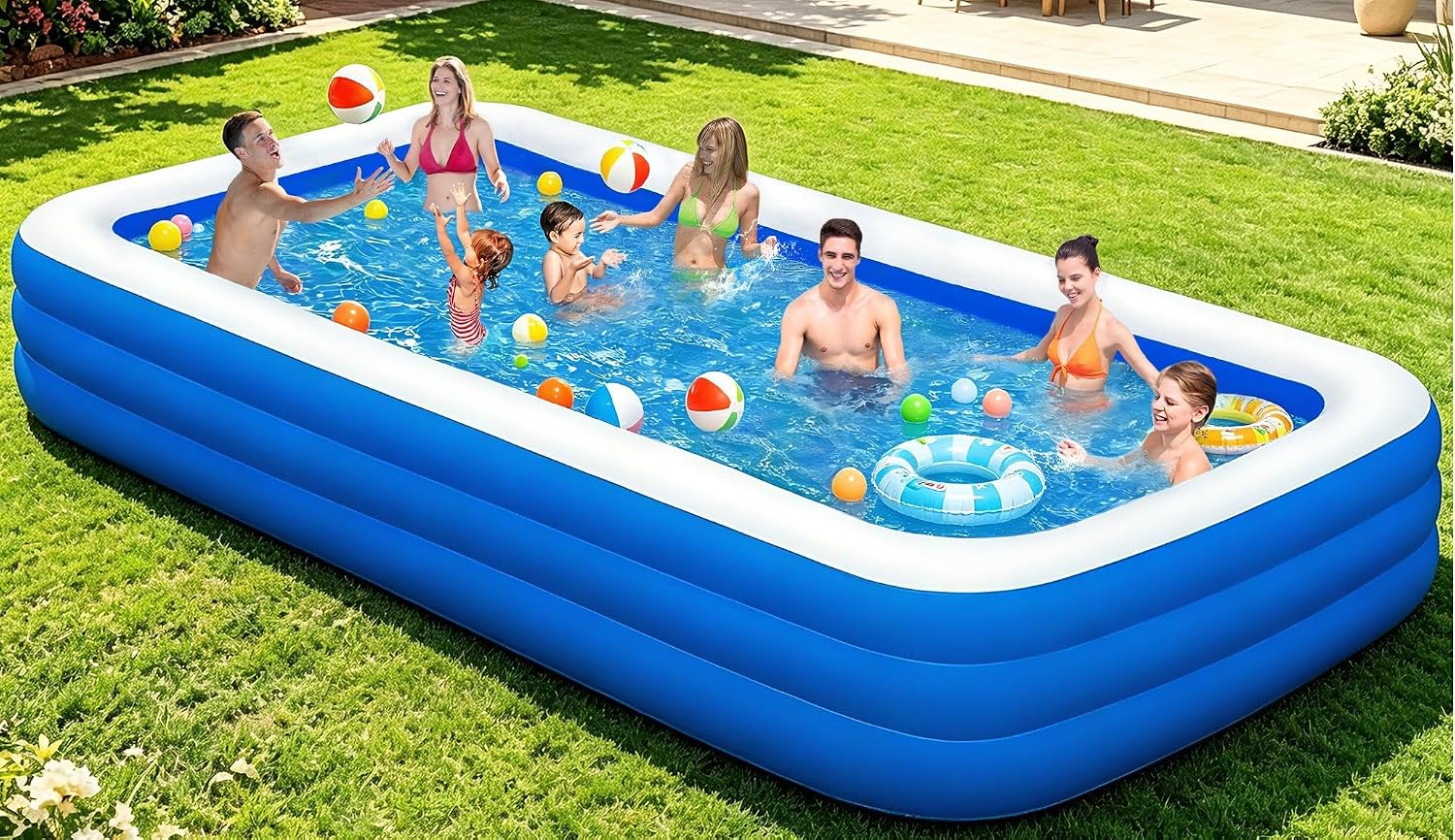 Detalle de BEFAMALI Extra Large Inflatable Pool for Adults, 145" x 74" x 22