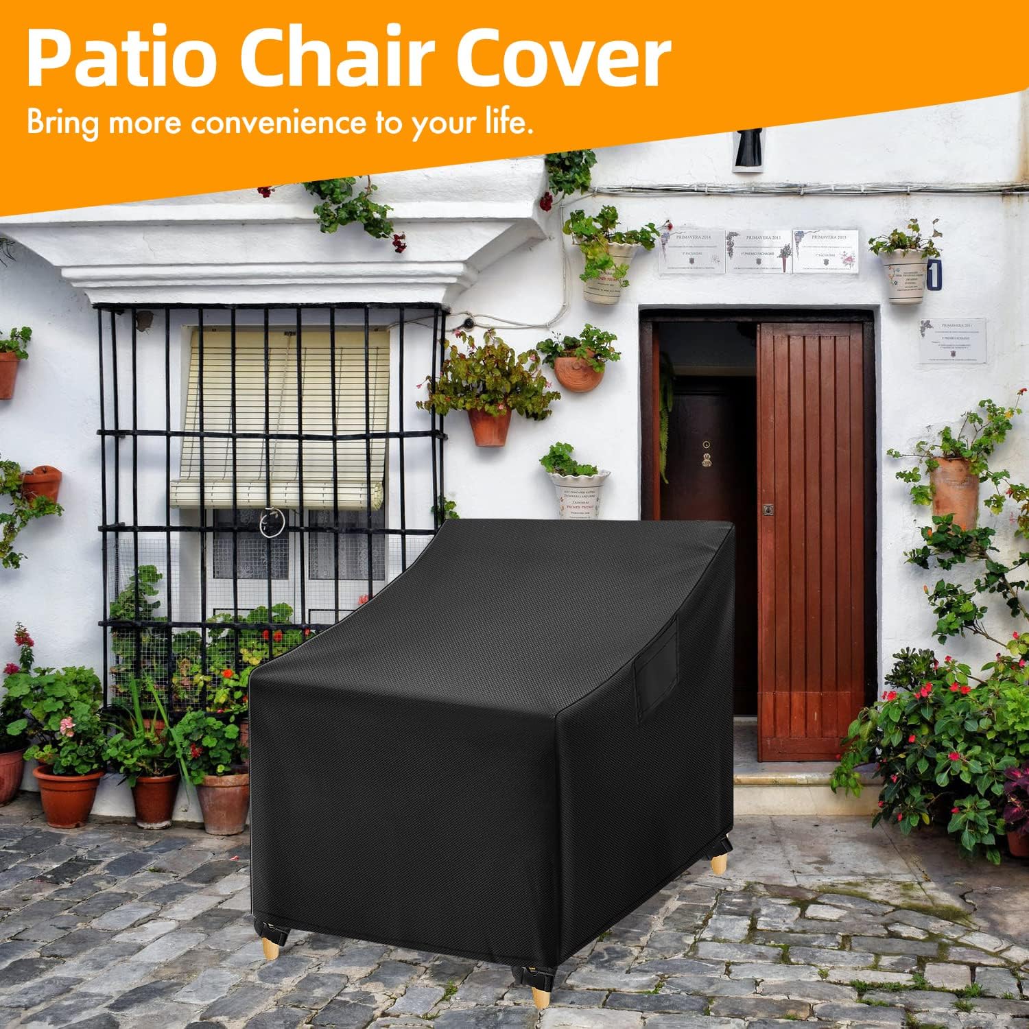 Thumbnail 6 de WLEAFJ Patio Swivel Chair Covers, 2-Pack, Black Oxford, 31.5" x 33.5" x 36