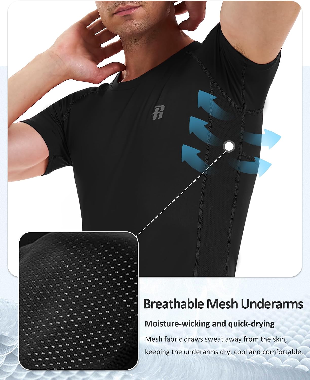 Thumbnail 3 de Runhit Men's Compression Short Sleeve Shirt UPF 50+ – Quick-Dry Base Layer for Training