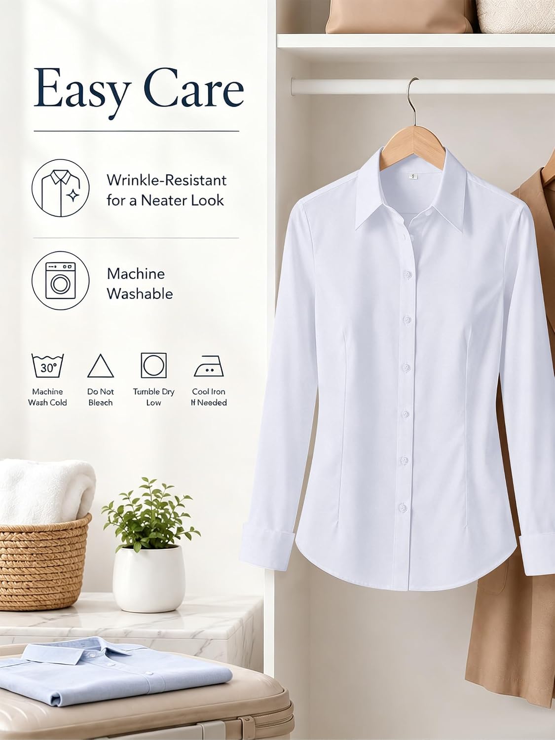 Thumbnail 5 de BBIBBI Women's Stretch Button-Down Work Shirt, XS–6XL, Regular, Petite & Tall
