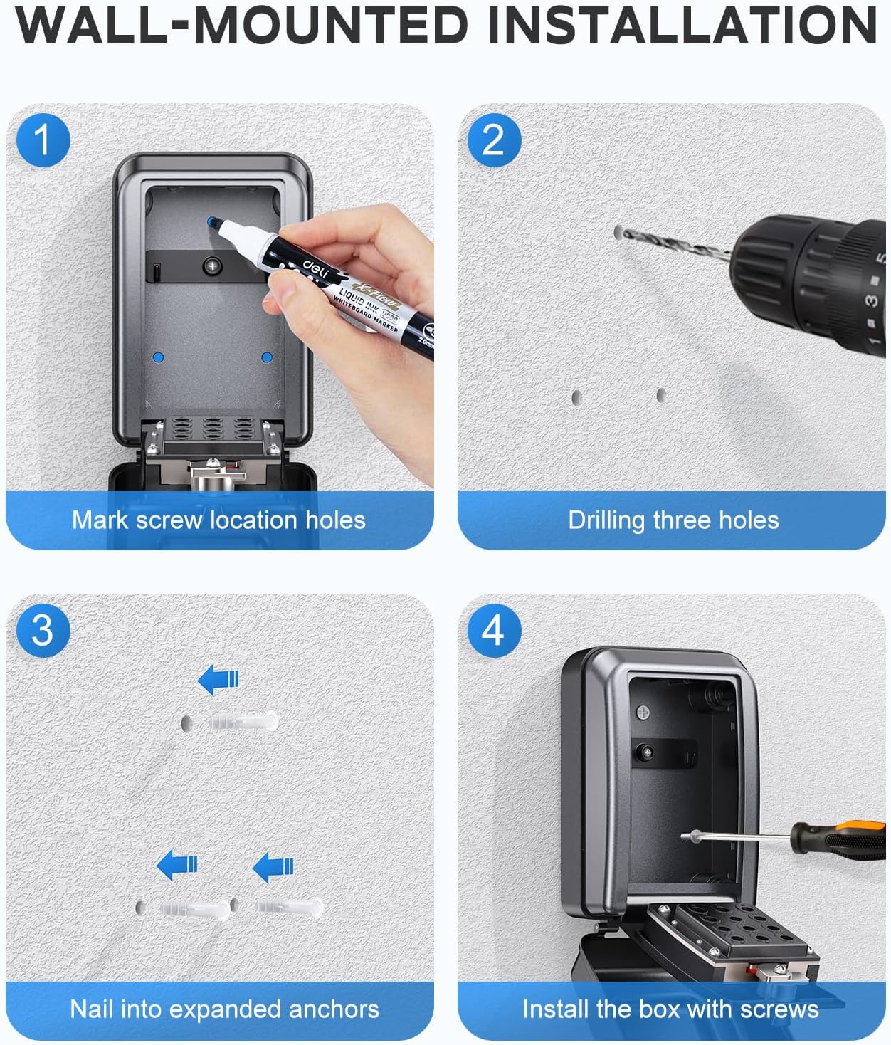 Thumbnail 6 de Mohard Key Safe Wall Mounted: 12-Digit Lock Box for Secure Key Storage