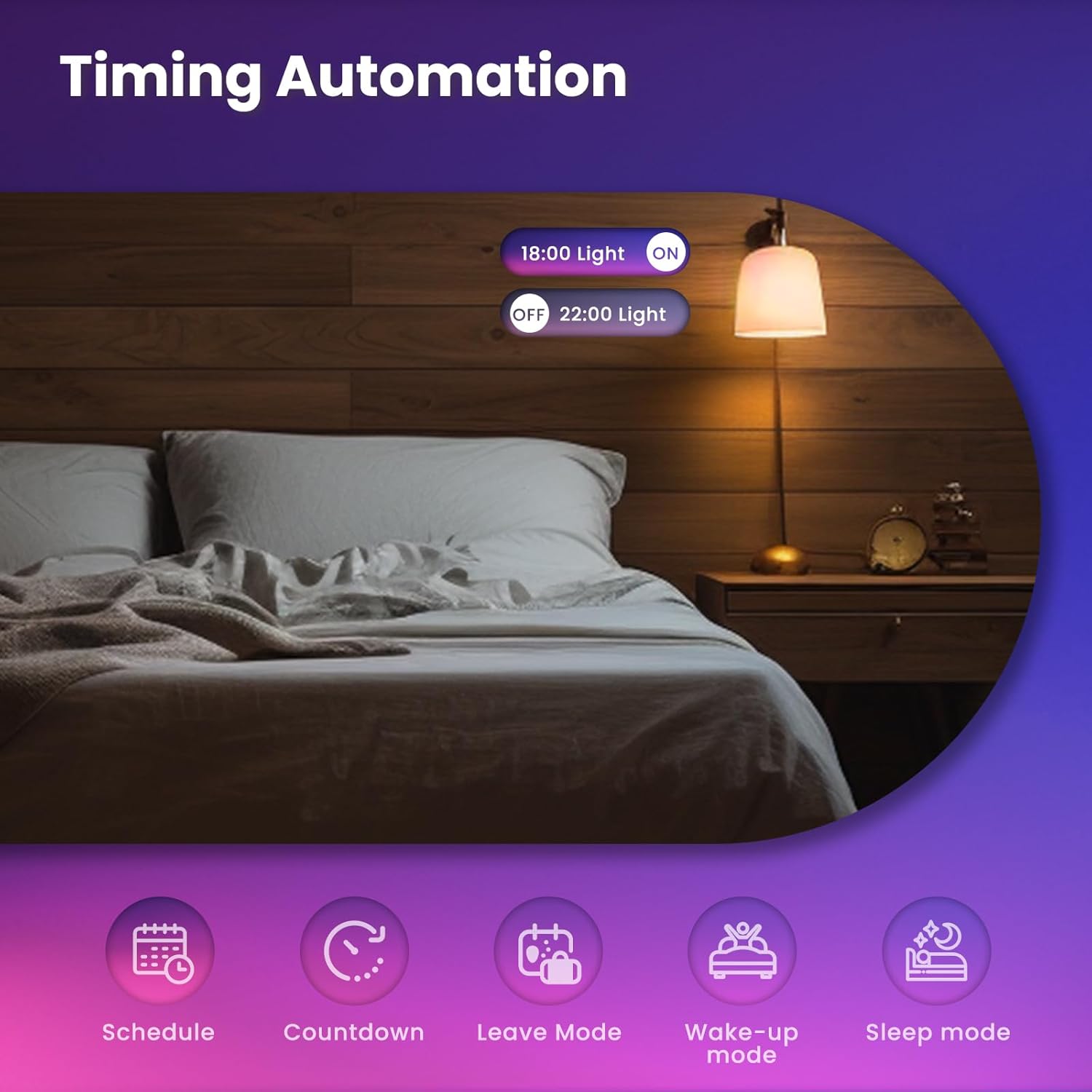 Thumbnail 6 de MOES Smart Bulb E27 A60 (4 Pack) – Matter over WiFi, 9W, 806lm, 2700K–6500K RGB, Dimmable, with HomeKit/Alexa/Google Home