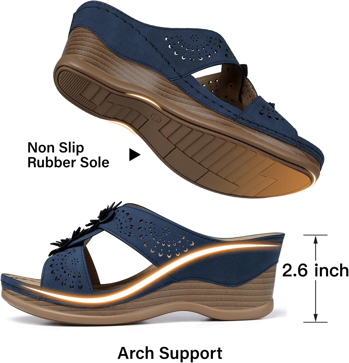 Thumbnail 4 de TEMOFON Women's Wedge Sandals, 2.6-Inch Wedge