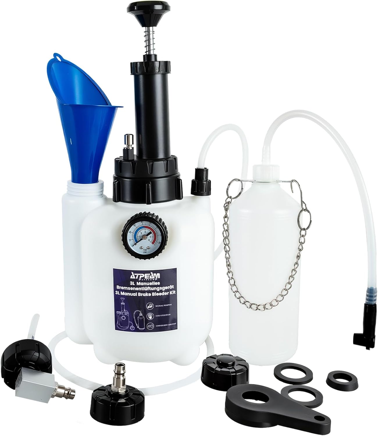 Detalle de ATPEAM Purgeur de Frein Manuel 3L – Kit Vidange Liquide de Frein et Huile pour Voiture et Moto