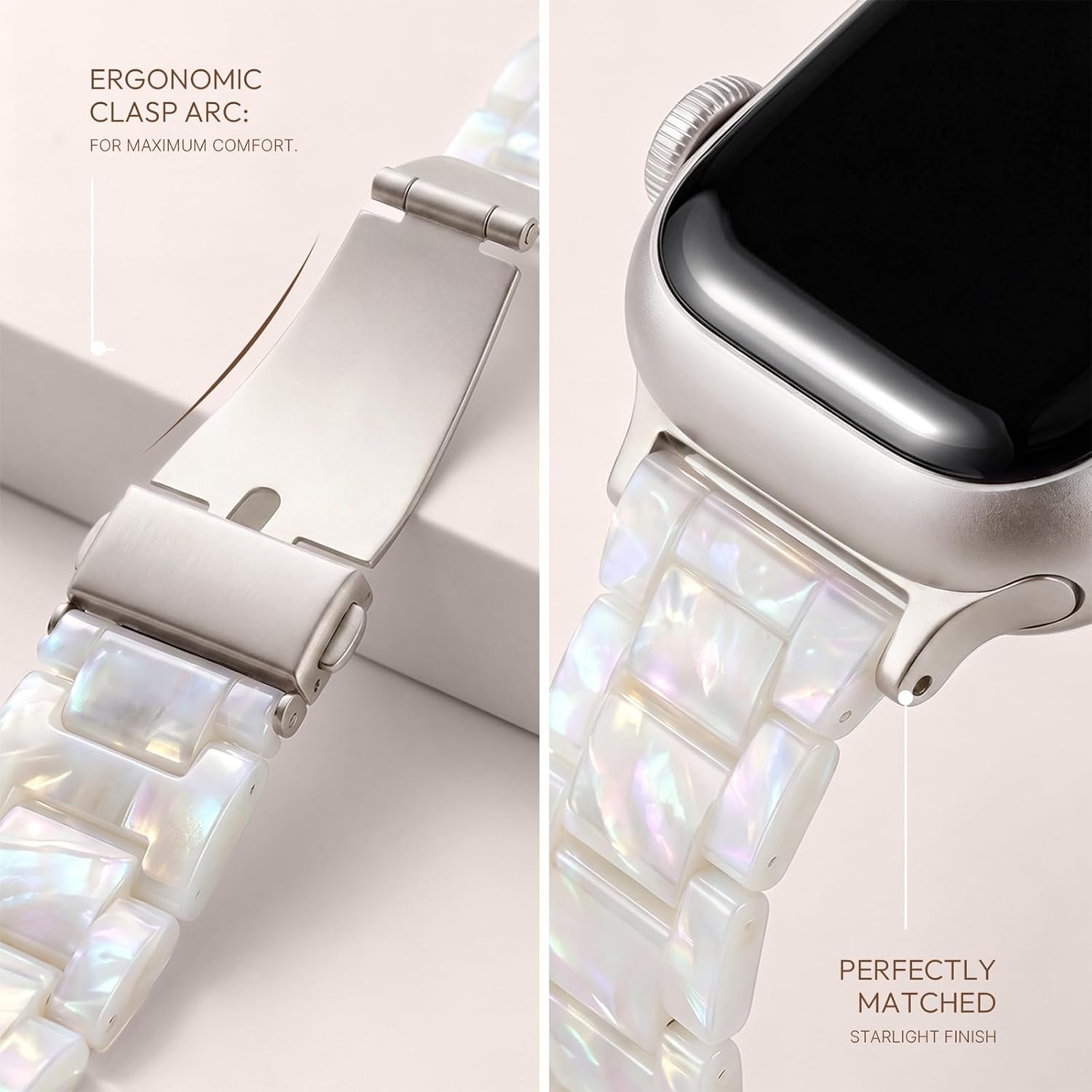 Thumbnail 4 de V-MORO Resin Band for Apple Watch (Starlight Buckle, Aurora White) — 42mm/41mm/40mm/38mm