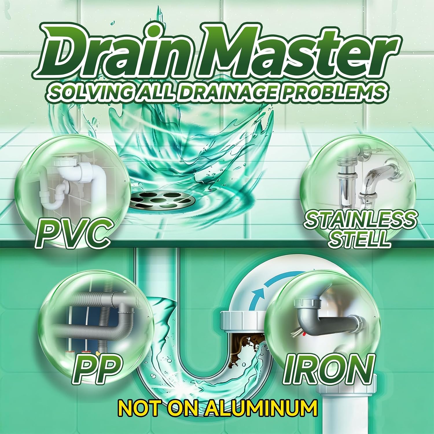 Thumbnail 6 de Drain Master Drain Cleaner Powder, 5 Pre-Measured Packets for Sinks and Showers