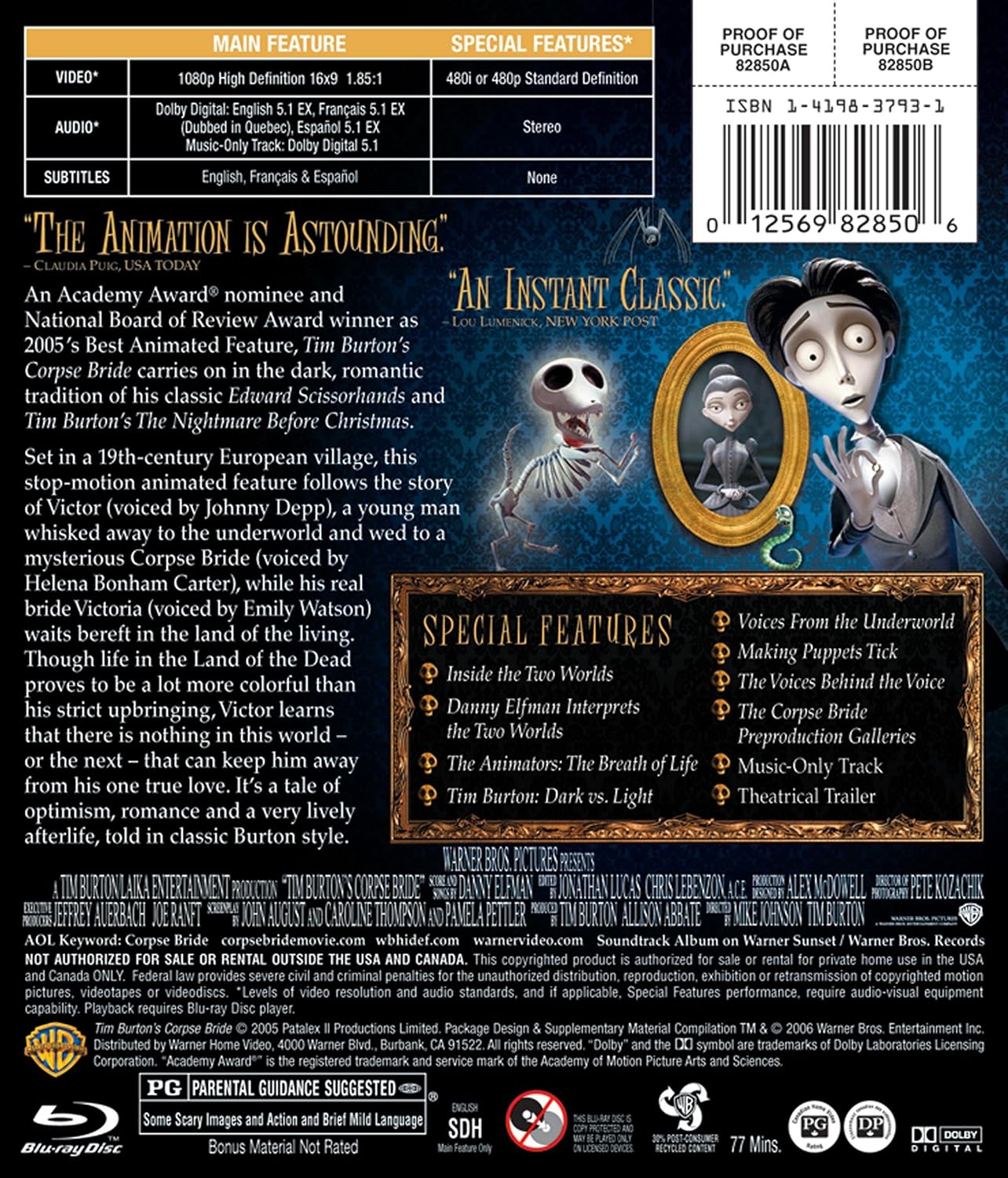 Detalle 1 de Tim Burton's Corpse Bride 012569828506 Blu-ray Movie