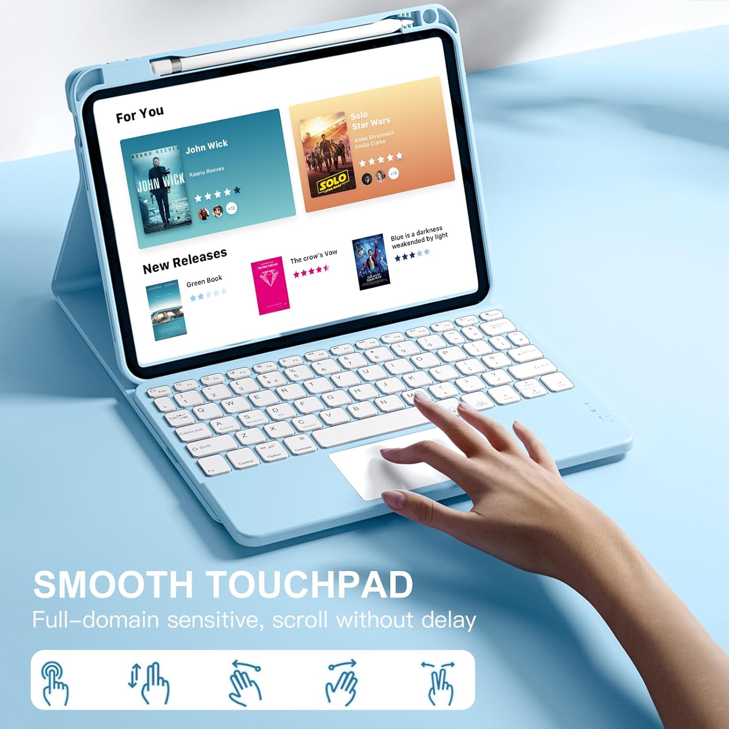 Thumbnail 2 de Vobafe Keyboard Case for A16 11th Gen & iPad 10th Gen (11/10.9-inch) – LightBlue with Detachable Keyboard and Trackpad