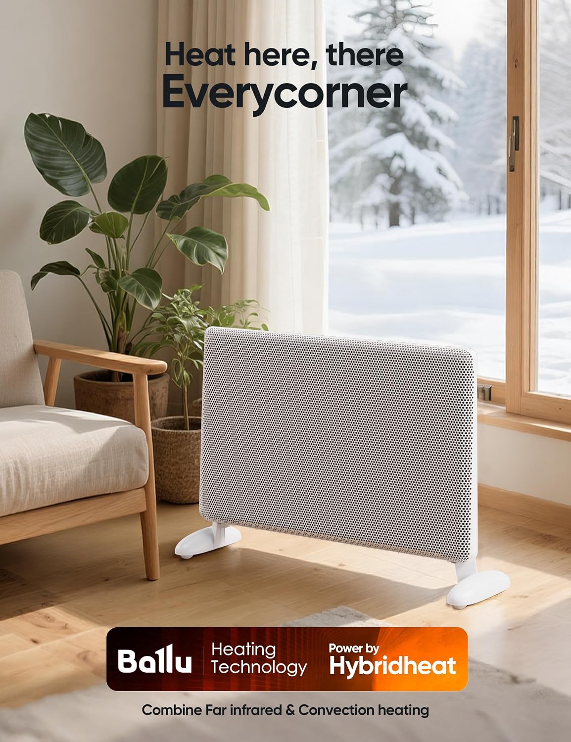Thumbnail 5 de Ballu Mica Infrared Panel Heater with Wi-Fi, Programmable Thermostat and Wall Mount