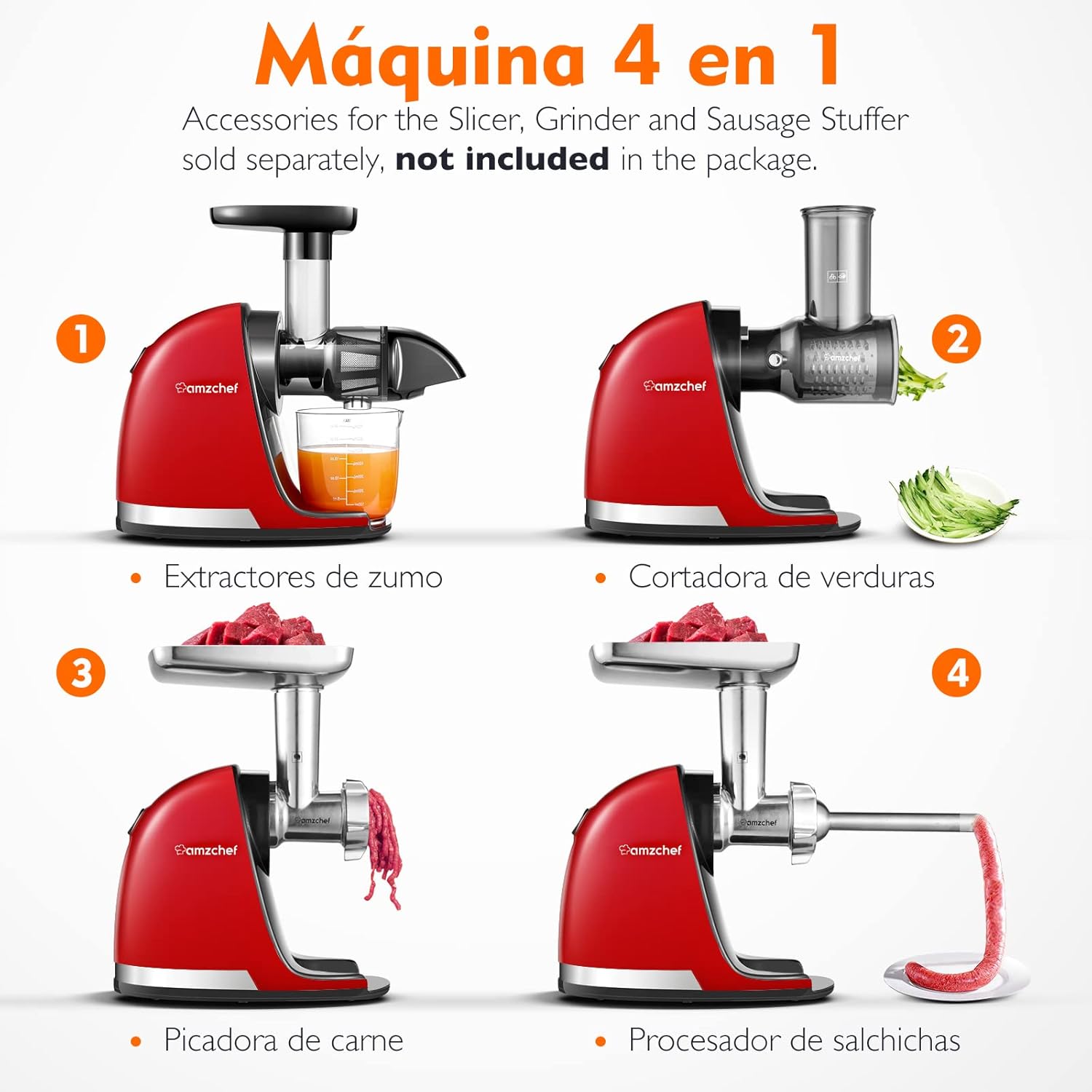 Thumbnail 5 de AMZCHEF Licuadora prensado en frío 🥤 Extractor de zumos y verduras