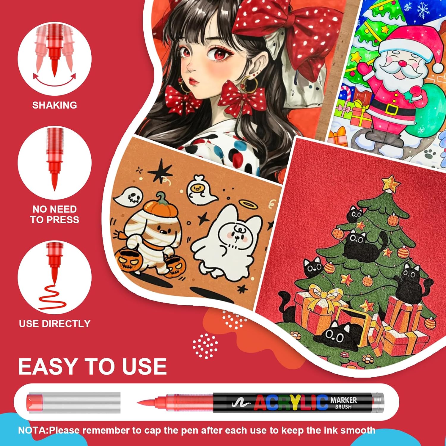 Thumbnail 2 de Sanyetral 288 Colours Acrylic Brush Markers Set with Brush Tip – Versatile Colouring for Paper, Fabric and More