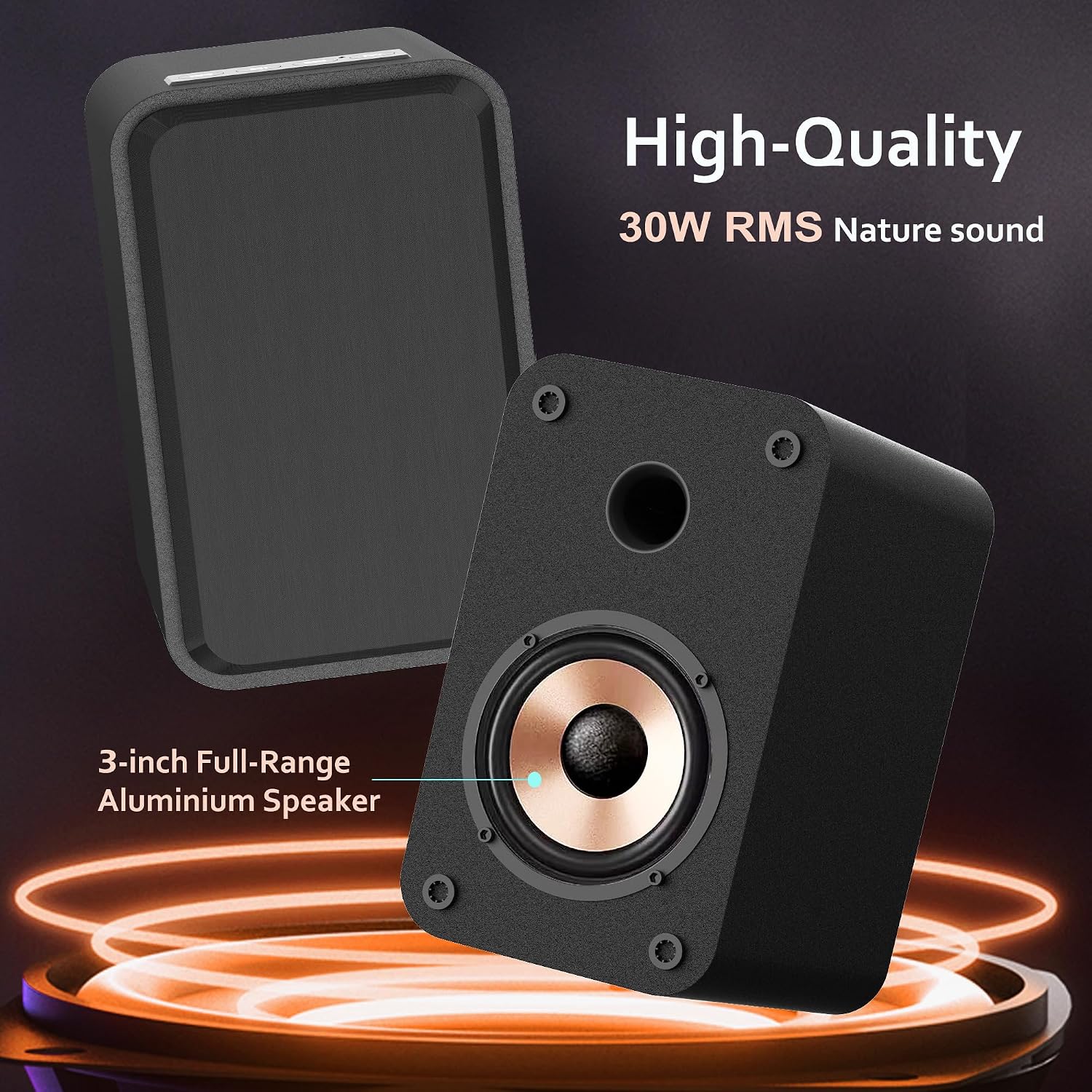 Detalle de LONPOO LP-42S: Kompakter 30W Bluetooth-Regallautsprecher mit USB/AUX und Kopfhörerausgang