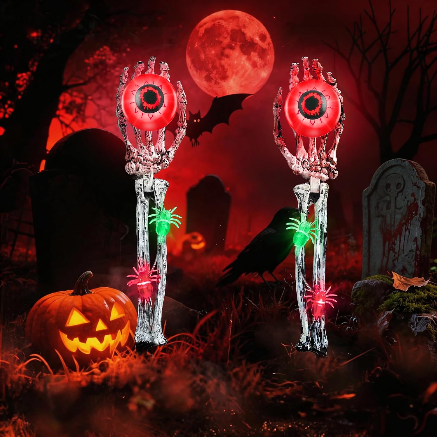 Detalle 2 de Skeleton Hand Halloween Stake Lights, 2-Pack