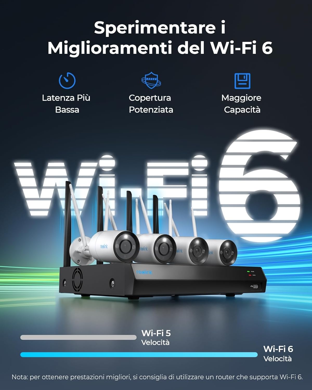 Thumbnail 1 de Reolink RLK12-800WB4 Kit videosorveglianza Wi‑Fi 6 4K con 4 telecamere esterne e NVR Wi‑Fi 6 da 12 canali (2TB)