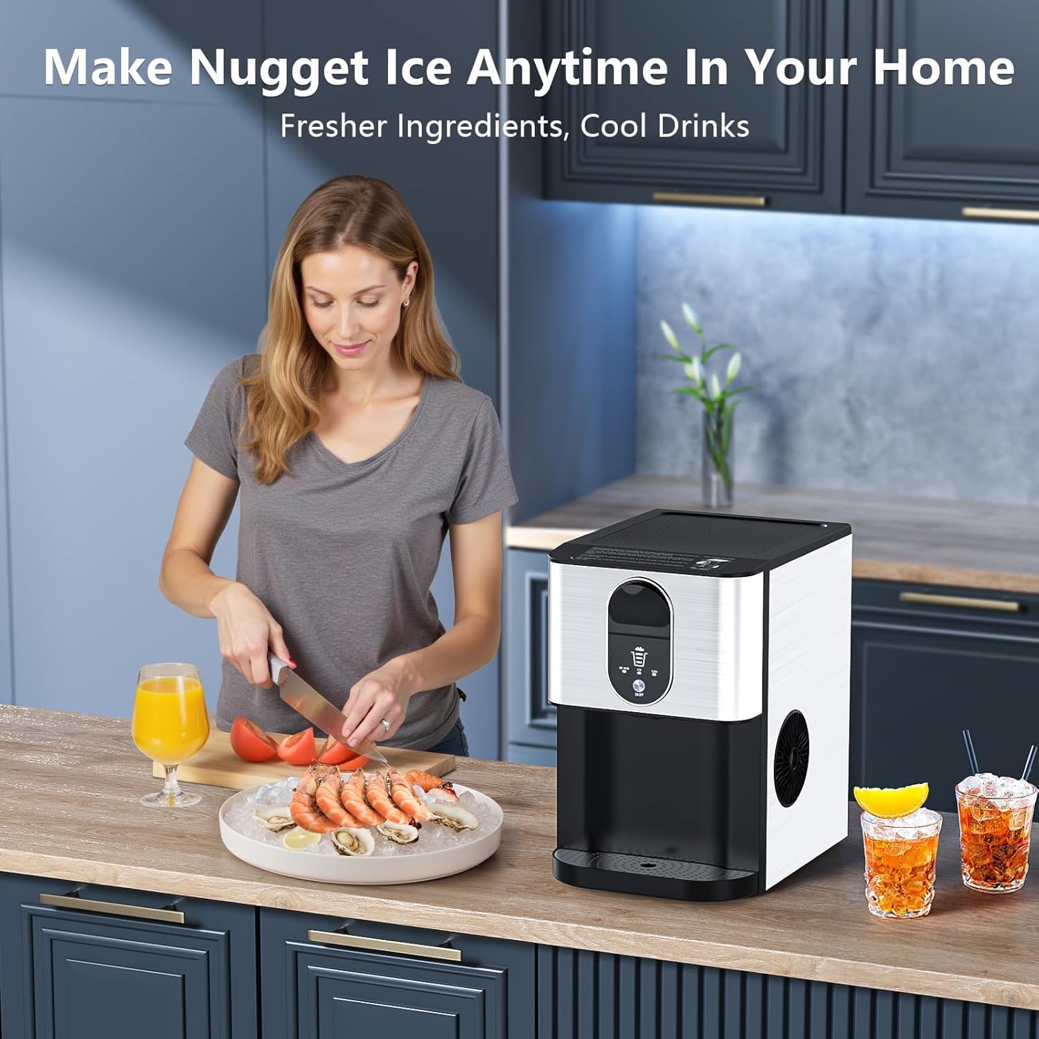 Detalle 2 de Electactic HZB-20DN Nugget Ice Maker, 2.4L Reservoir, 44 lb Daily Output
