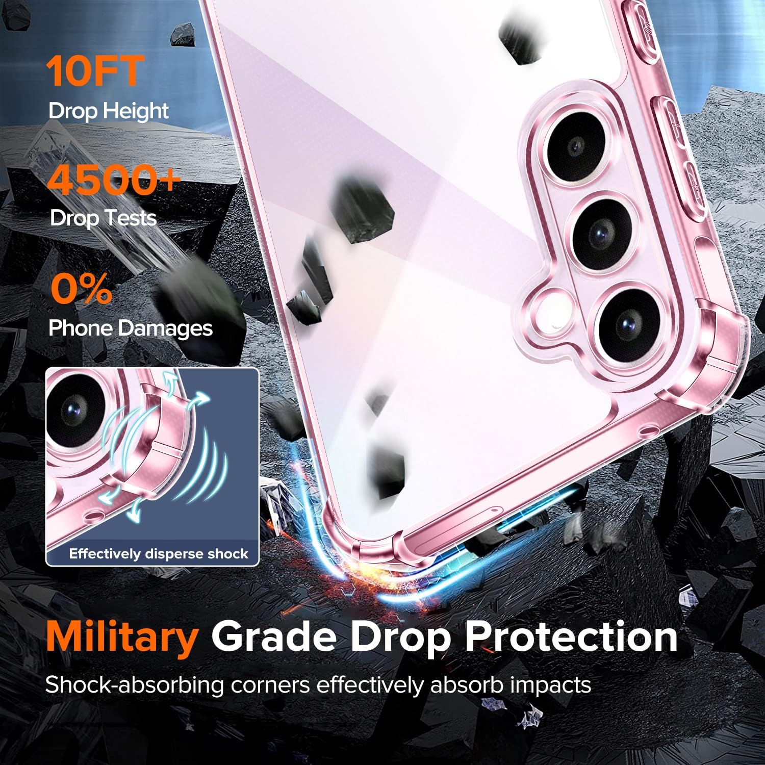 Detalle de iVoler Cover per Samsung Galaxy A55 5G – 2 vetri temperati inclusi, custodia antiurto trasparente in viola