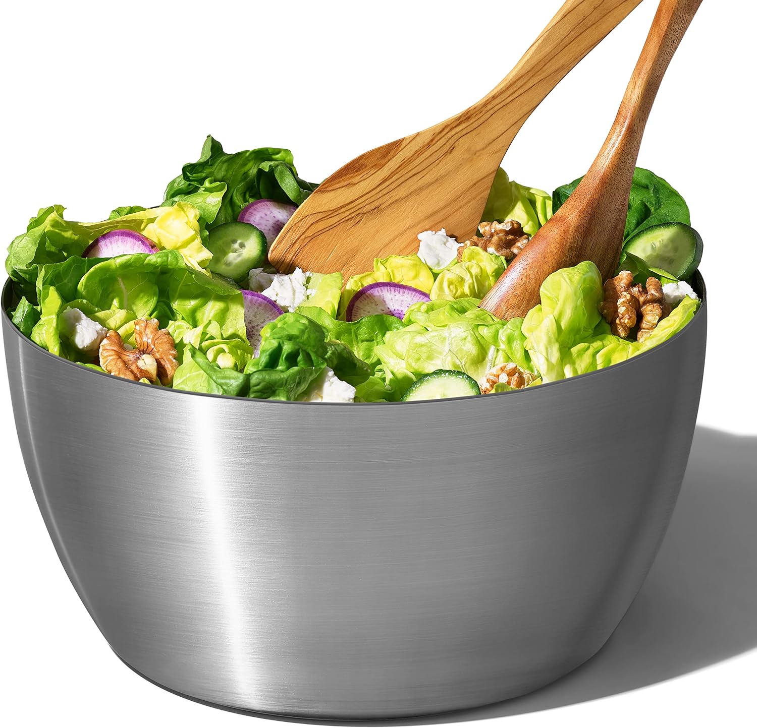 Thumbnail 6 de OXO Steel Salatschleuder aus Edelstahl mit Deckel – Einhand-Pumpe, integrierte Bremse, Korb auch als Sieb verwendbar