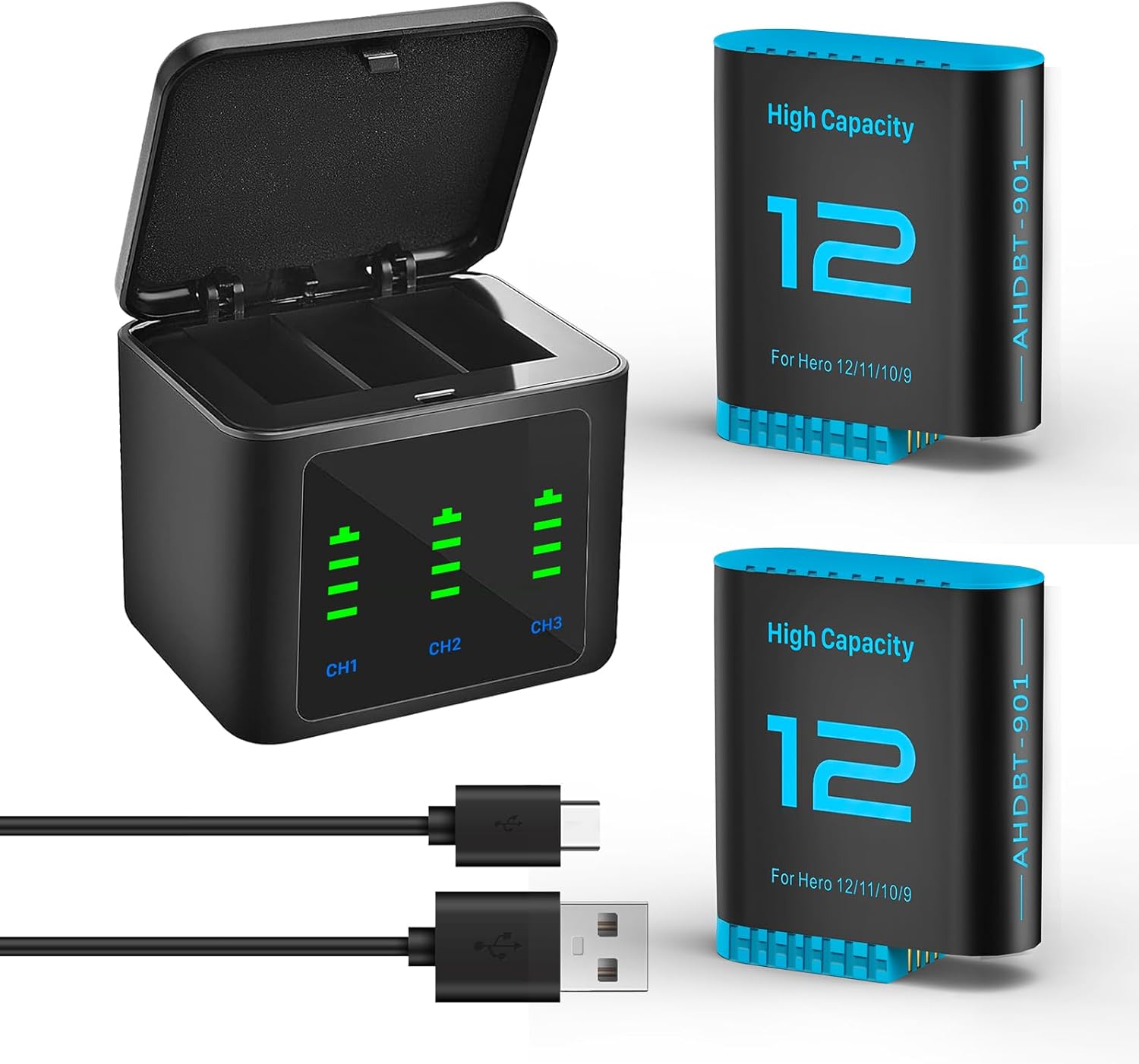 Thumbnail 6 de GoPro Hero12 Akku Ladegerät Kit 3x 2580mAh