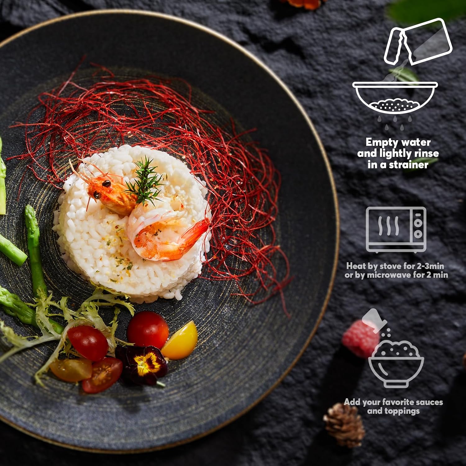 Detalle de YUHO Shirataki Konjac Rice (8 x 150 g) – Gluten-Free Vegan Rice Substitute