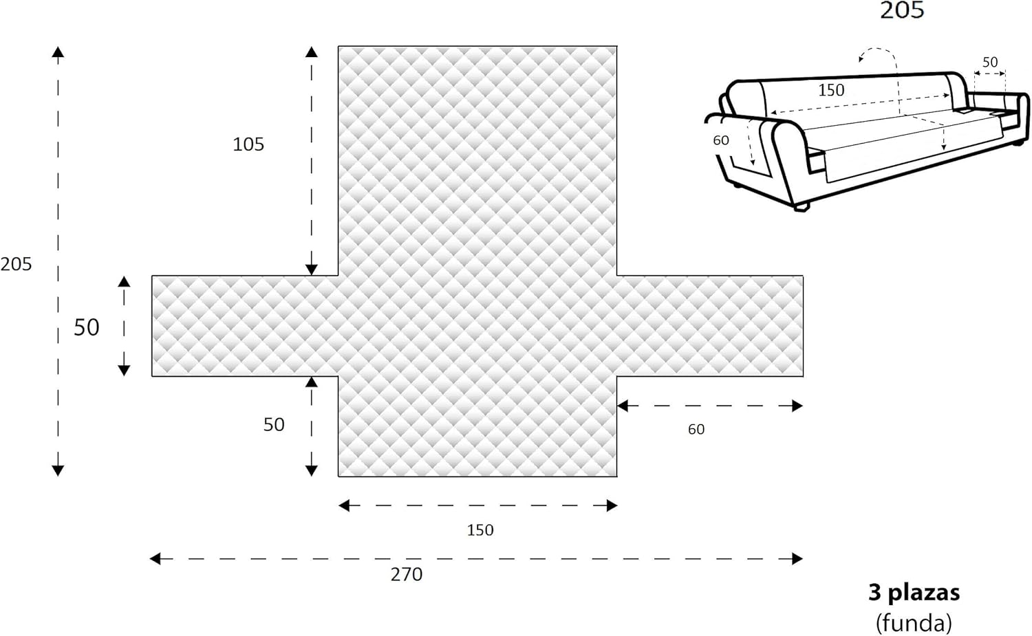 Thumbnail 6 de Textilhome Geometric Circus Funda Sofá 3 Plazas, Protector Gris