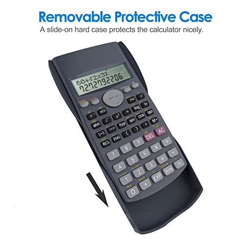 Detalle de Helect Calculadora Científica de Ingeniería de 2 Líneas – 240 funciones, pantalla HD y protección robusta