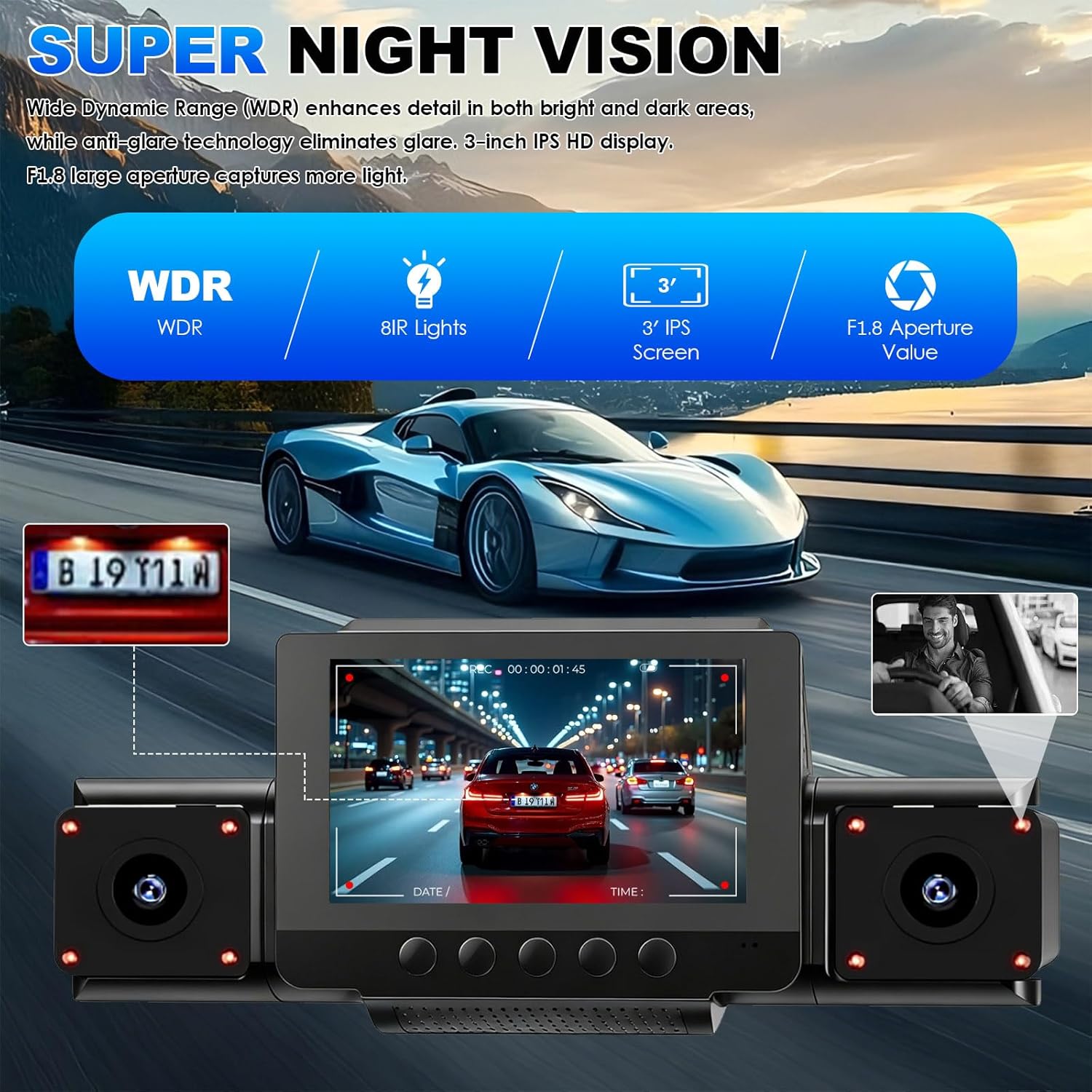 Thumbnail 5 de 4 Channel Dash Cam 360 View with 5G WiFi, GPS & 24H Parking — All-Round Vehicle Protection