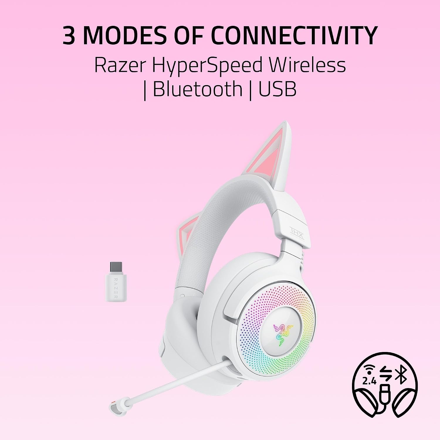 Thumbnail 2 de Razer Kraken Kitty V3 Pro Wireless RGB Gaming Headset with THX Spatial Audio