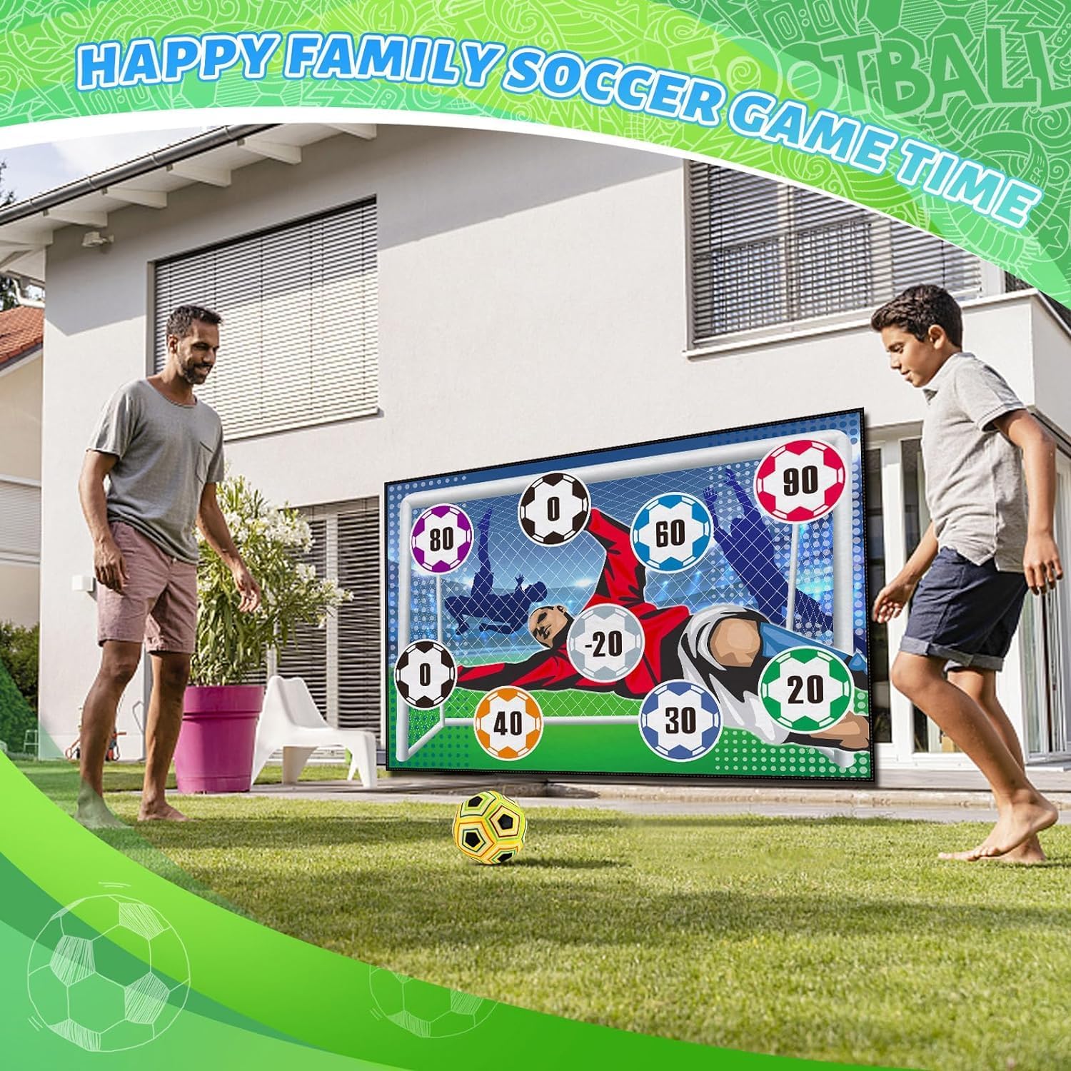 Thumbnail 2 de Kids 2-in-1 Soccer Ball & Sandbag Throwing Game Set with Velcro Balls and Foldable Flannel Goals