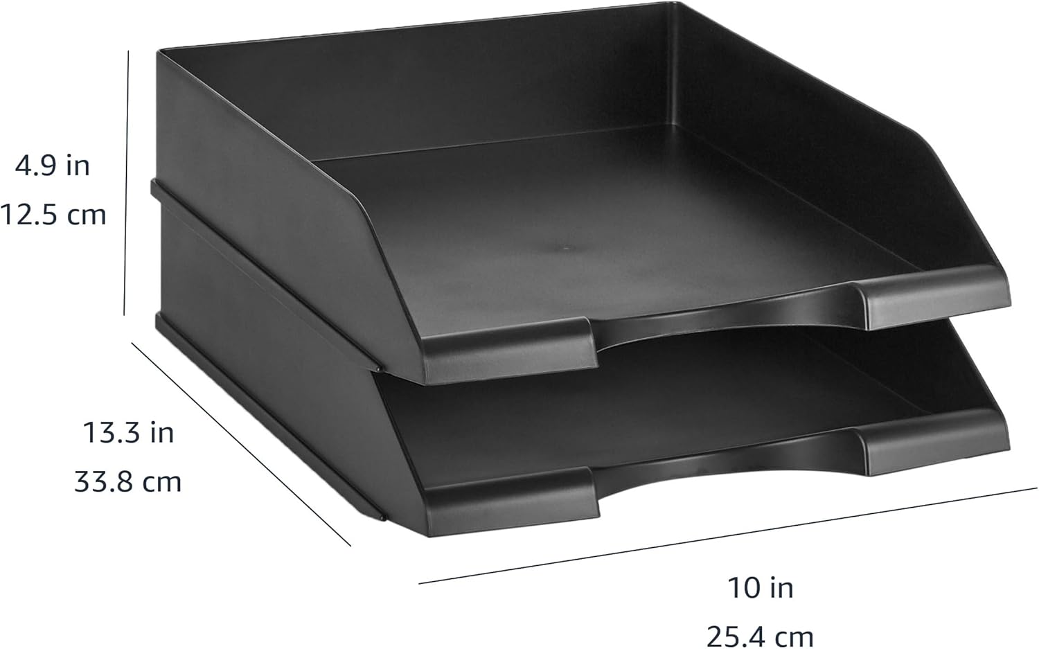 Thumbnail 3 de Amazon Basics Corbeilles à courrier rectangulaires empilables, lot de 2, format A4 – Noir