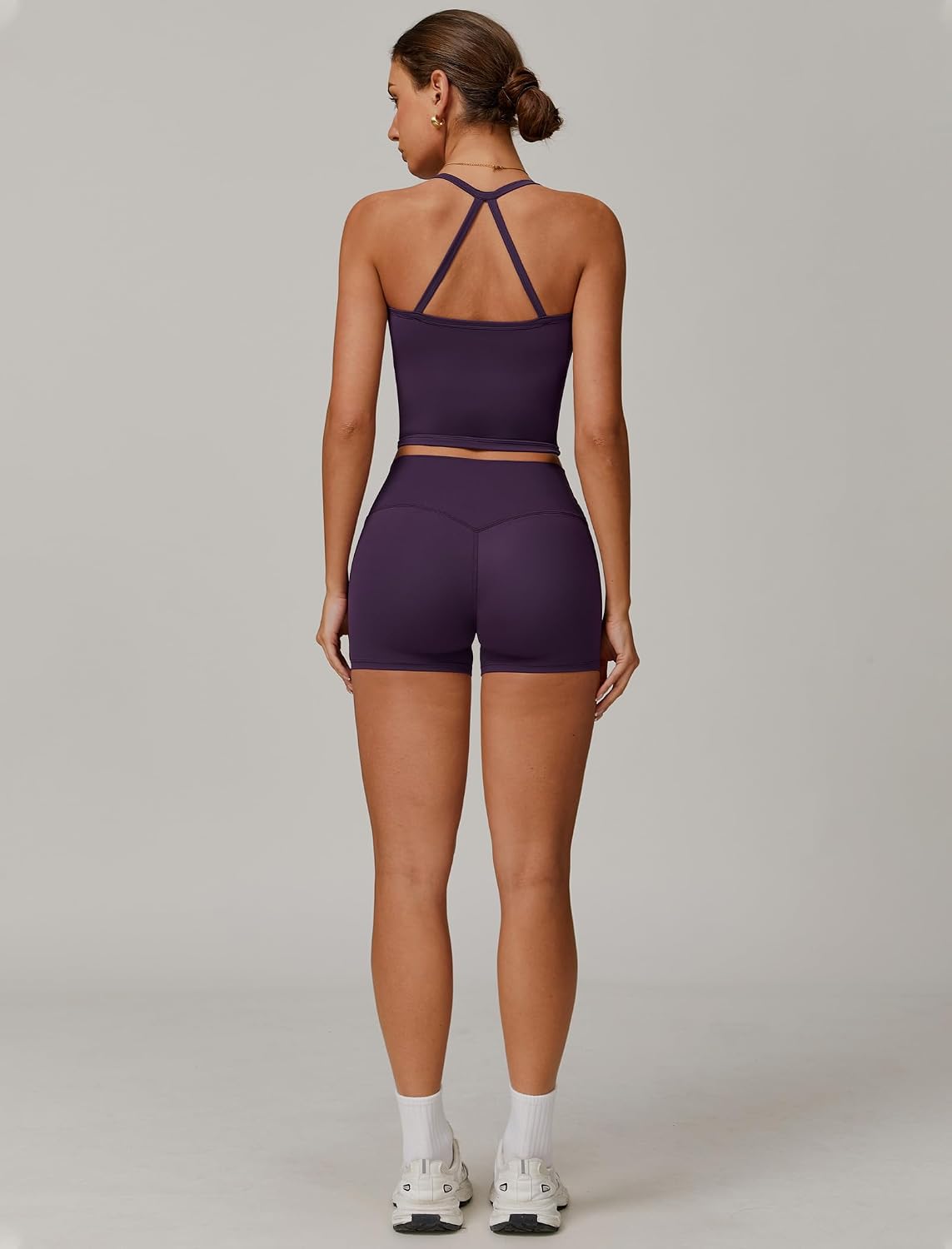 Detalle 2 de QBGJTD Two Piece Workout Set for Women: Seamless Tank Top + High Waist Shorts
