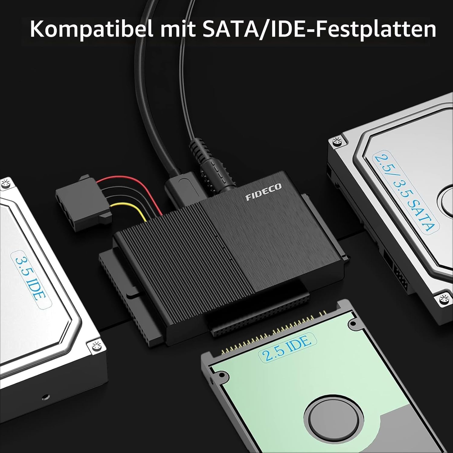 Detalle 2 de FIDECO IDE und SATA Adapter 24 TB Festplattenadapter 💽