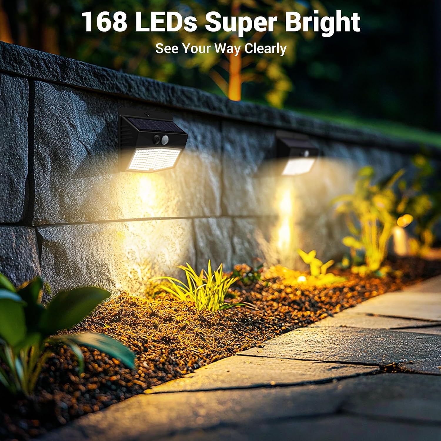 Detalle 2 de nipify 8er Set Solarlampen für außen mit Bewegungsmelder, 3 Modi, IP65
