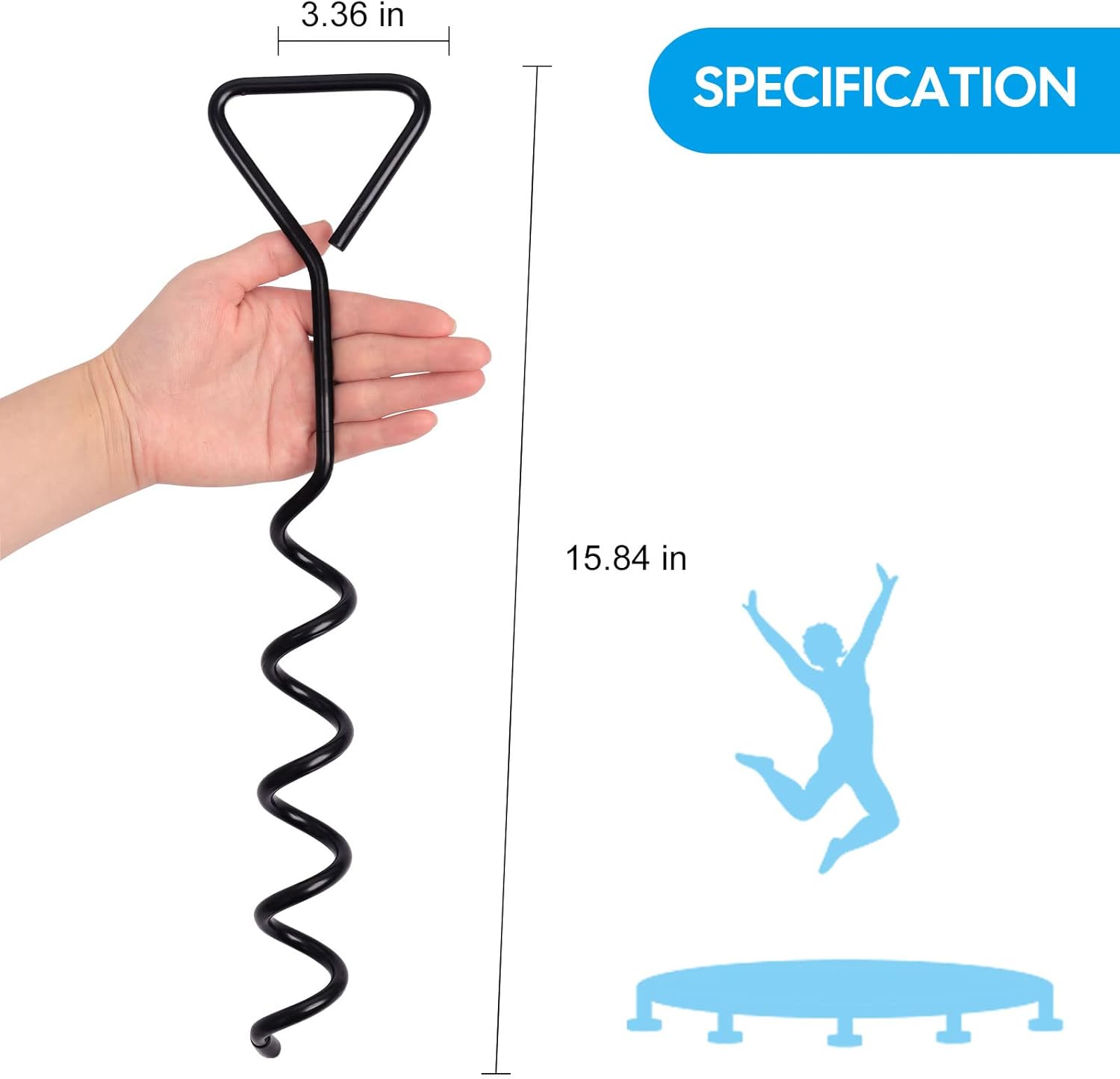 Thumbnail 2 de synoratory Heavy Duty Trampoline Stakes Anchors: Galvanised Steel Ground Anchors for 10–15ft Trampolines