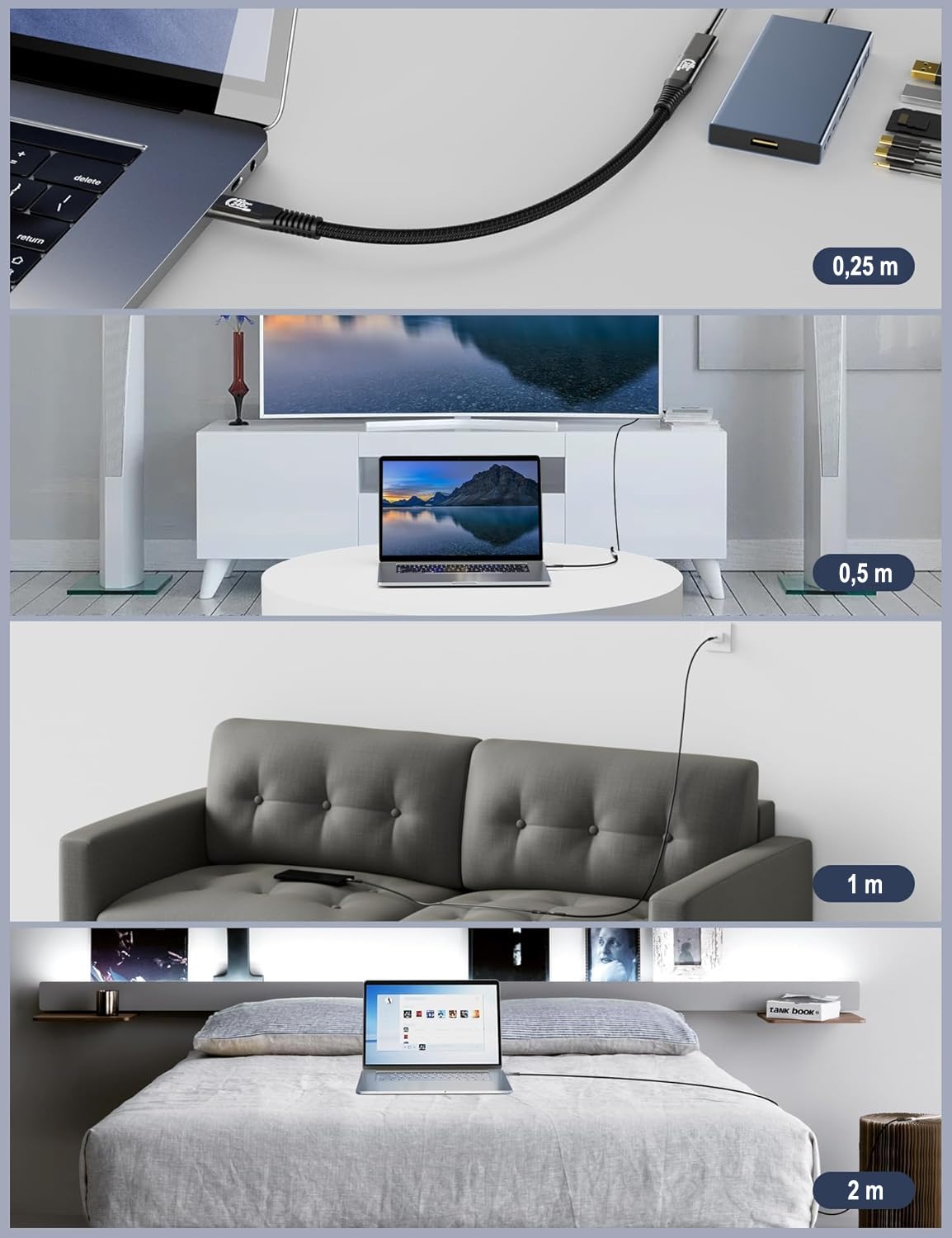 Thumbnail 6 de CAKOBLE Thunderbolt 4 Extension Cable (25cm) — 40Gbps, up to 8K@60Hz, USB-C male to female