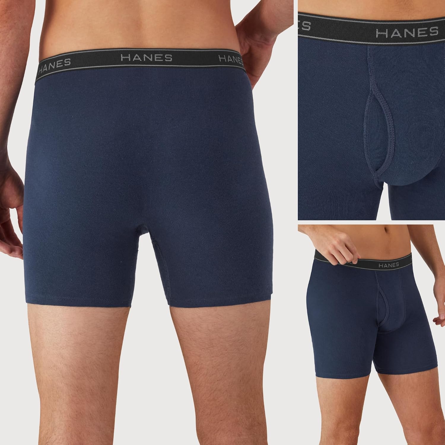 Detalle 2 de Hanes Men's Underwear Boxer Briefs Pack — Cool, Breathable Cotton Moisture-Wicking, No Ride Up