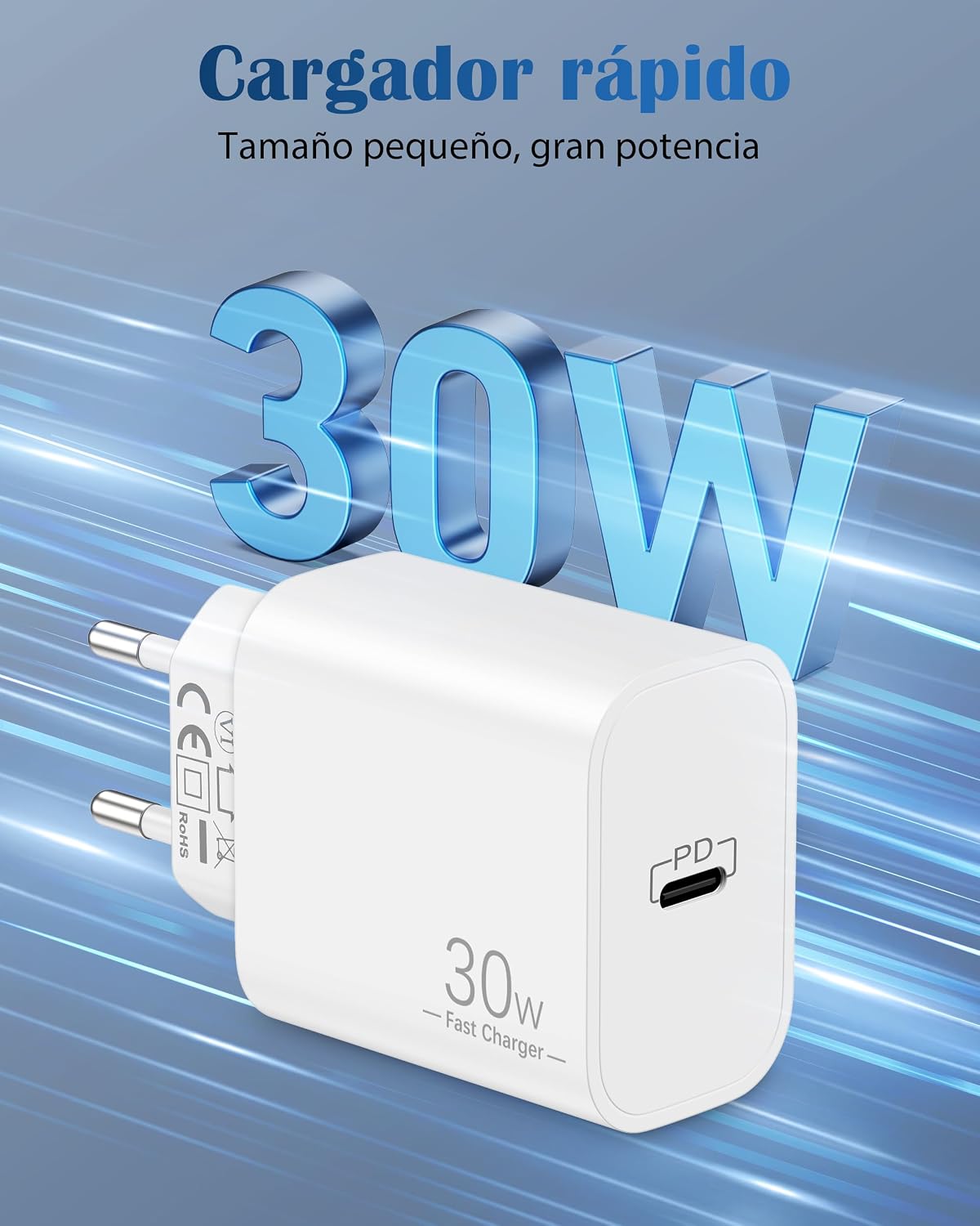 Detalle 2 de Cargador 30W USB-C con cable 2 m