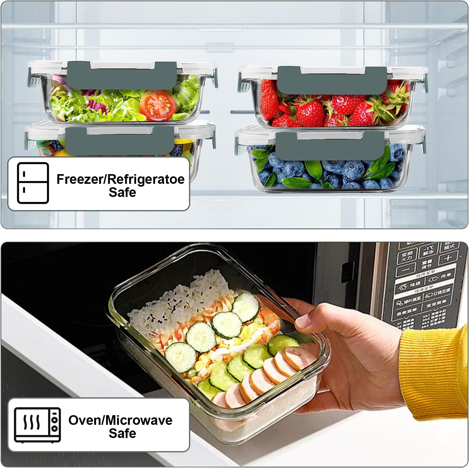 Thumbnail 3 de VERONES Glass Meal Prep Containers 22 oz