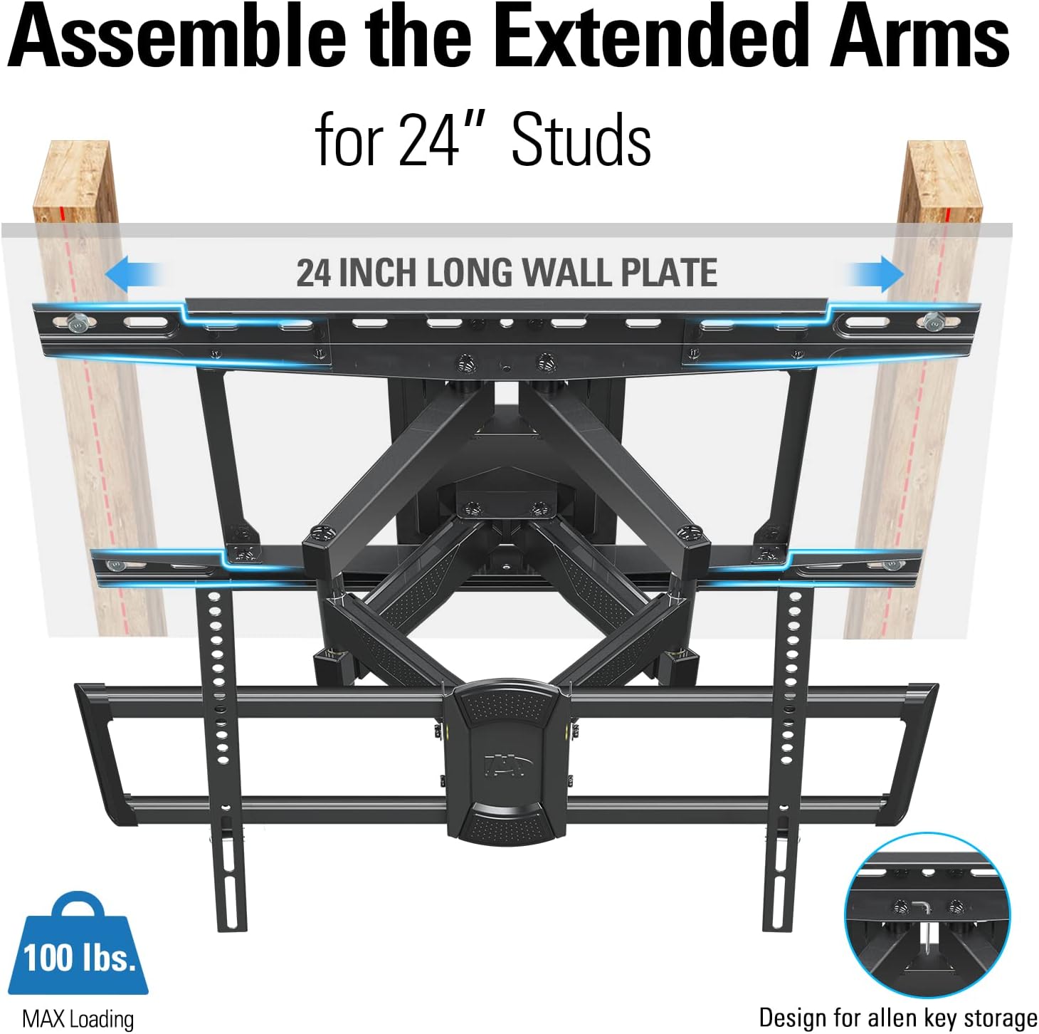 Thumbnail 1 de Mounting Dream MD2617-24K UL Listed Full Motion TV Wall Mount for 42–84 Inch TVs