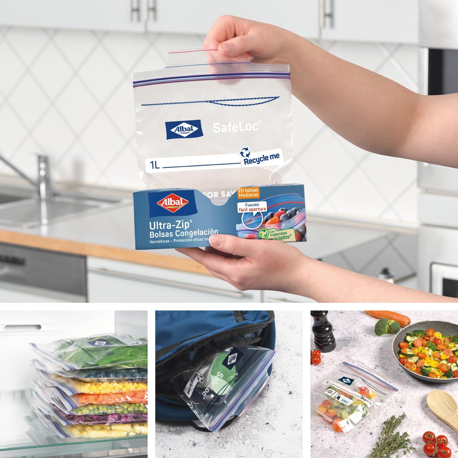 Detalle de Albal 20 sacs congélation Ultra Zip 17 × 17 cm (petits) : l’essentiel pour freezer sans compromis