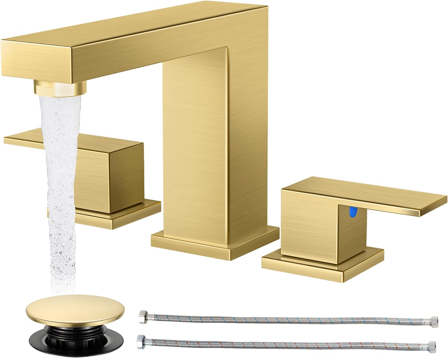 Detalle de Cobbe CB-11004G Widespread Bathroom Faucet, Brushed Gold Stainless Steel