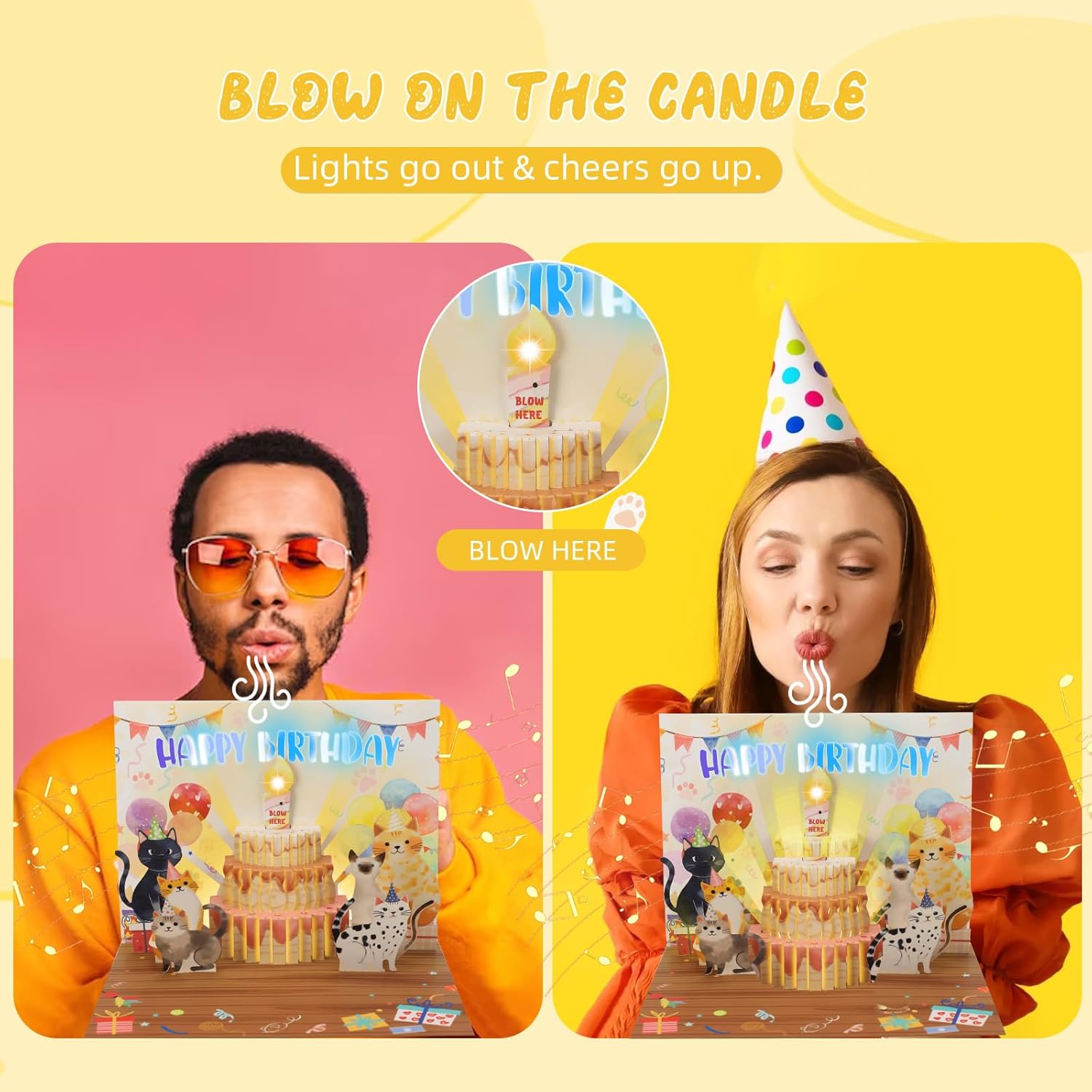 Thumbnail 1 de Musical Cat Pop Up Birthday Card