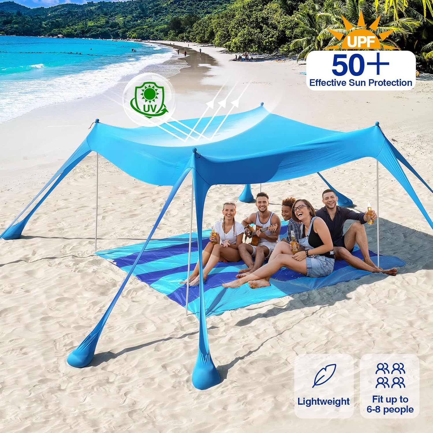 Thumbnail 2 de Rhino Valley tenda da spiaggia 3x3 m UPF50+ ultra stabile con protezione UV e 8 ancoraggi