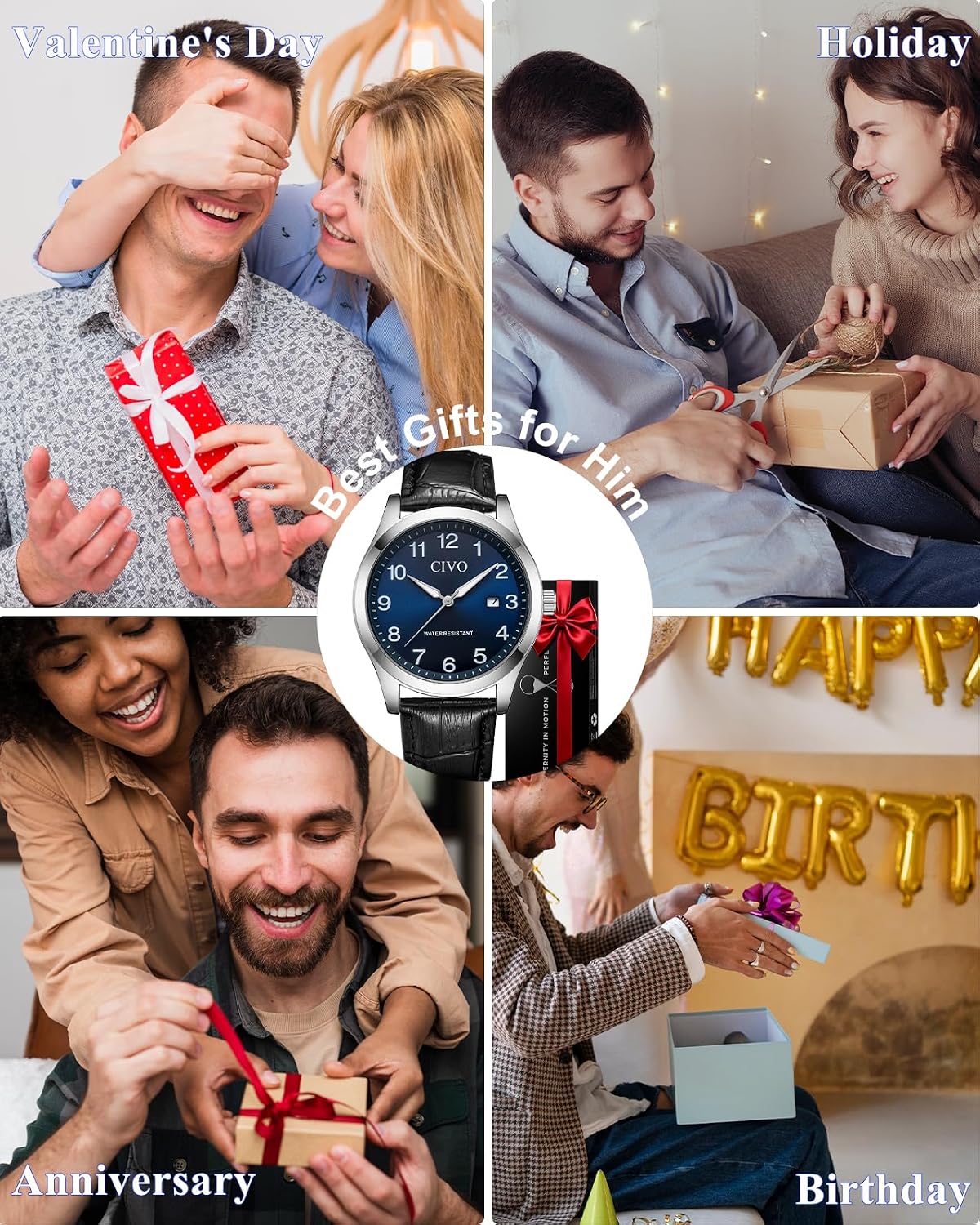 Detalle de CIVO Leicht Lesbar Herren-Uhr 40 mm – große Ziffern, Leuchtzeiger, Datum, 3ATM Wasserdicht