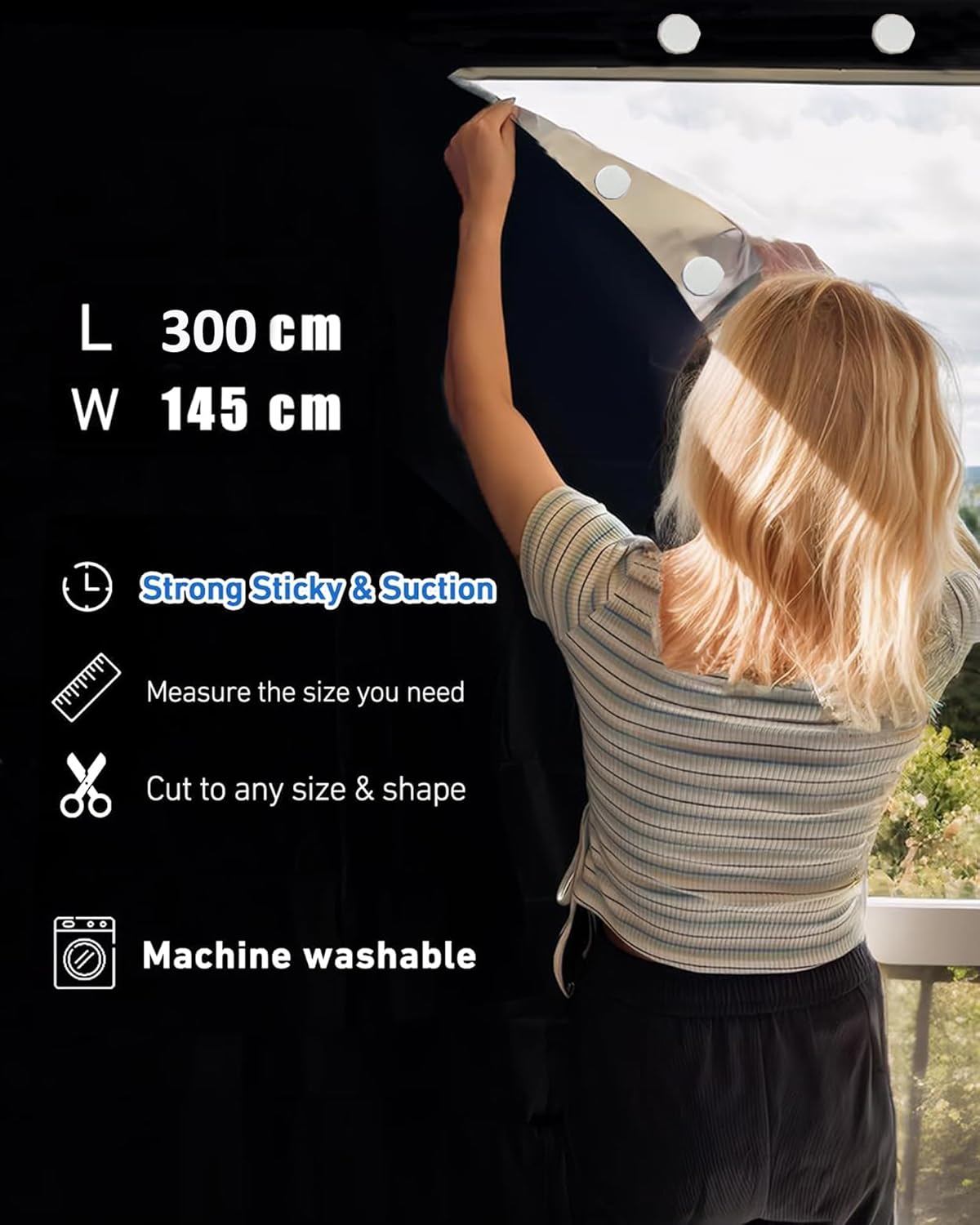 Thumbnail 5 de SwartLife Portable Blackout Blind with 3M No Drill Track (300x145cm)