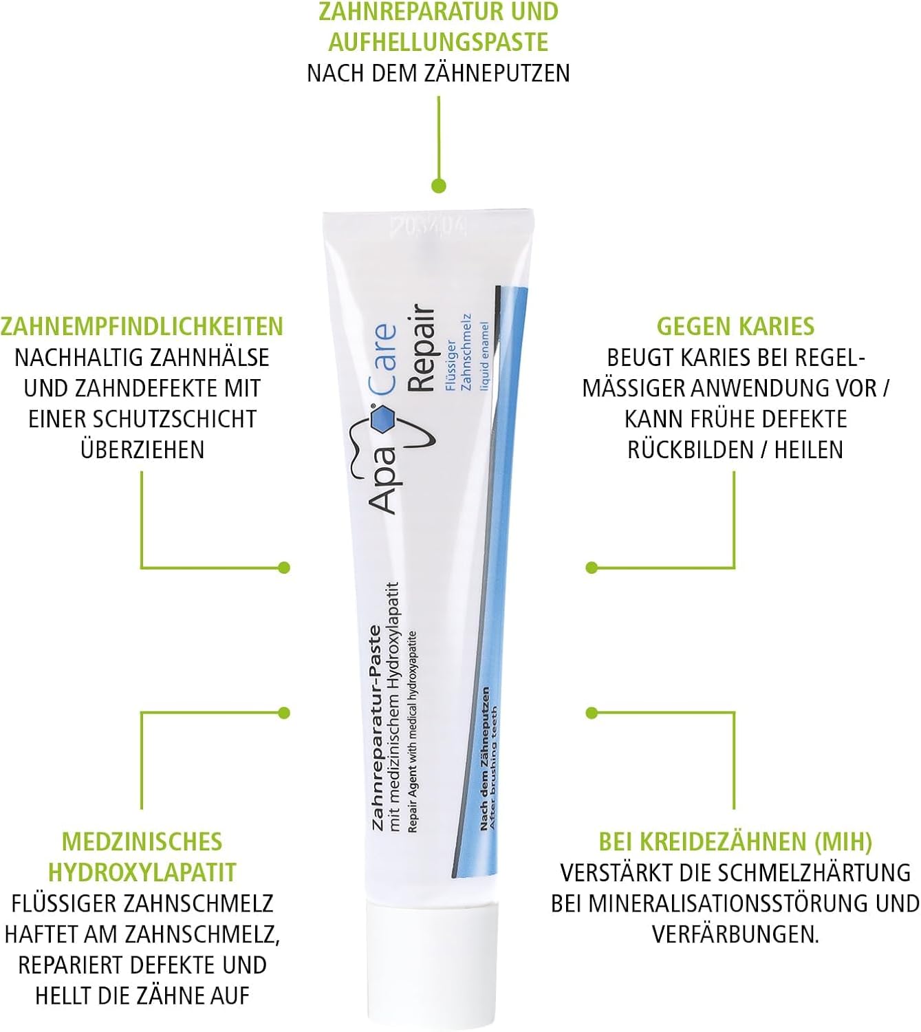 Thumbnail 2 de ApaCare Repair 2 Tuben – Flüssige Zahnschmelzpaste mit Hydroxylapatit (2 x 30 ml) für empfindliche Zähne